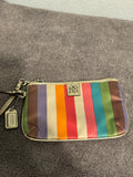 Coach Legacy Rainbow Stripe Wristlet Pouch Multicolor