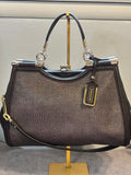 Coach Madison Pinnacle Caroline Kisslock Satchel Lizard Embossed Leather Plum