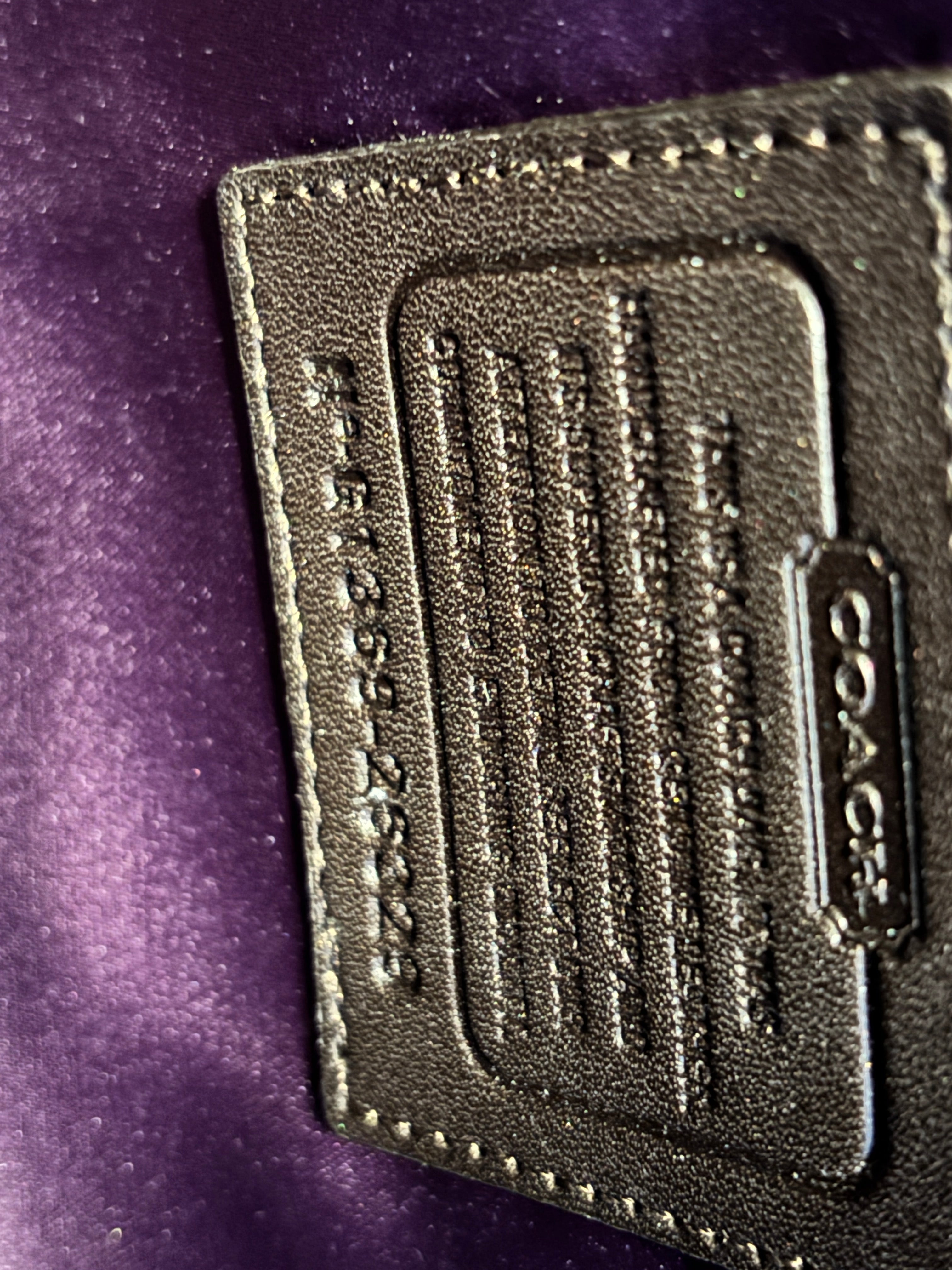 Coach Madison Pinnacle Caroline Kisslock Satchel Lizard Embossed Leather Plum