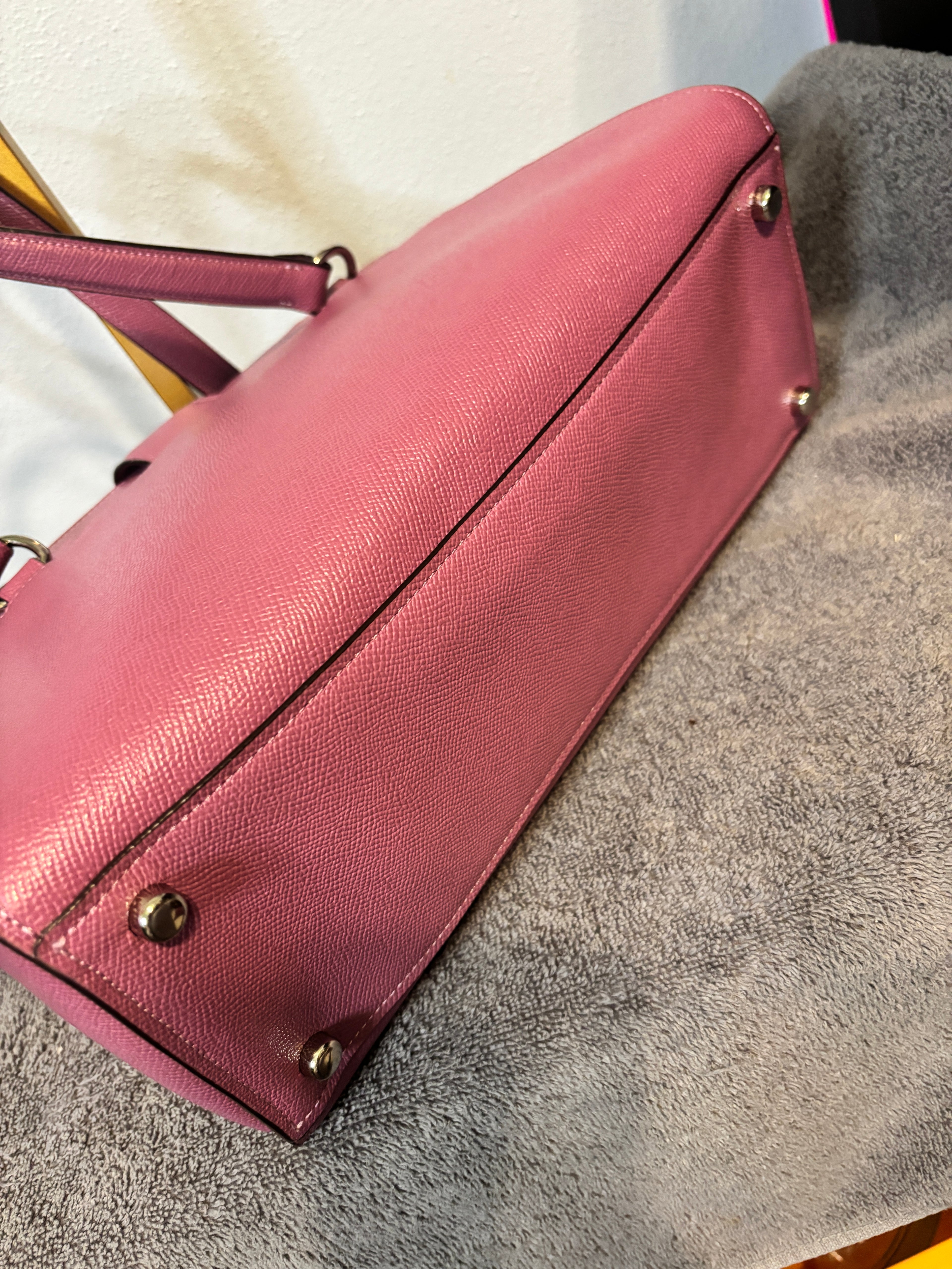Coach Avary Carryall Primrose Crossgrain Leather Satchel Tote