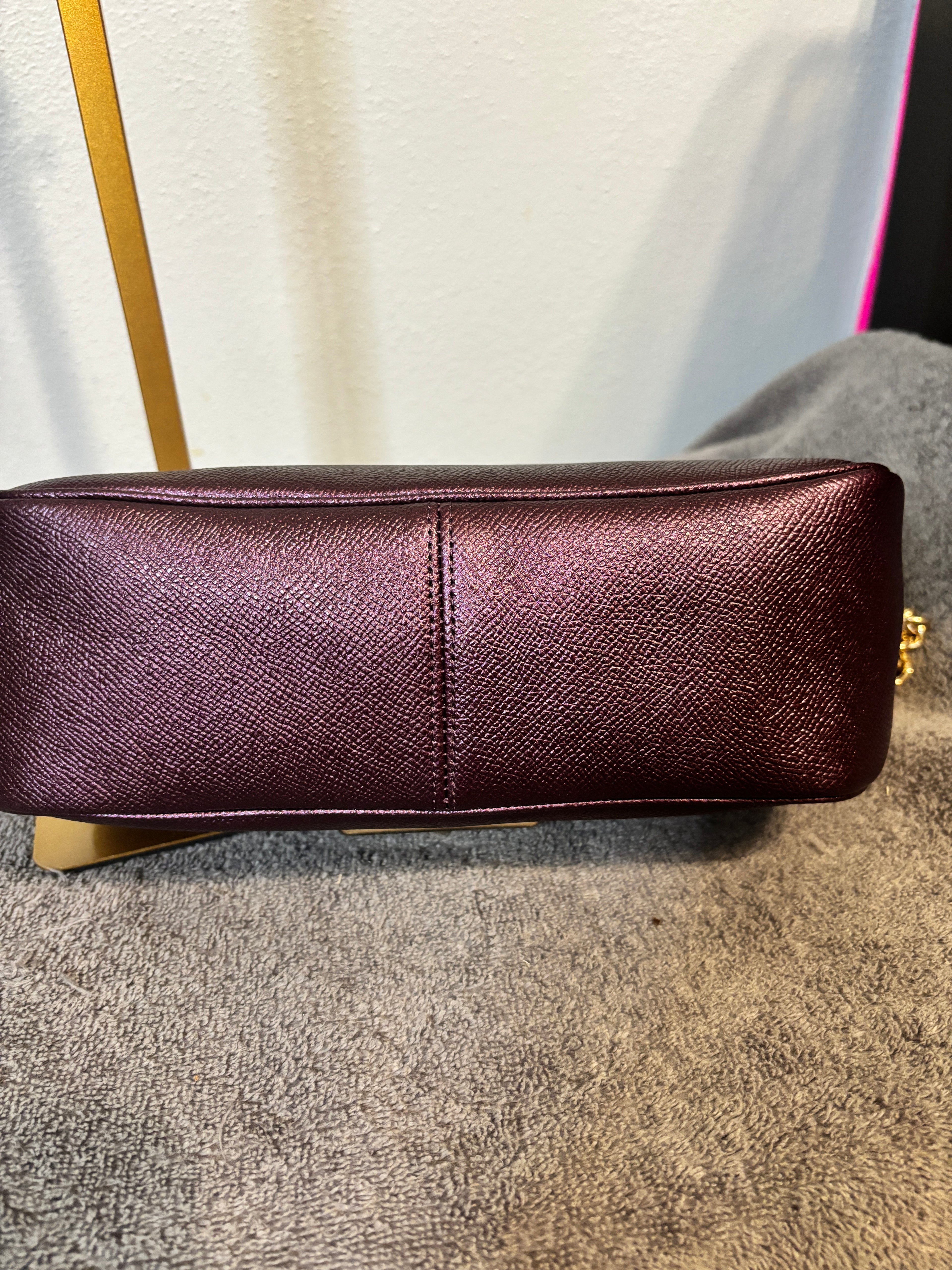 Coach Madison Sadie Flap in rich purple saffiano leather