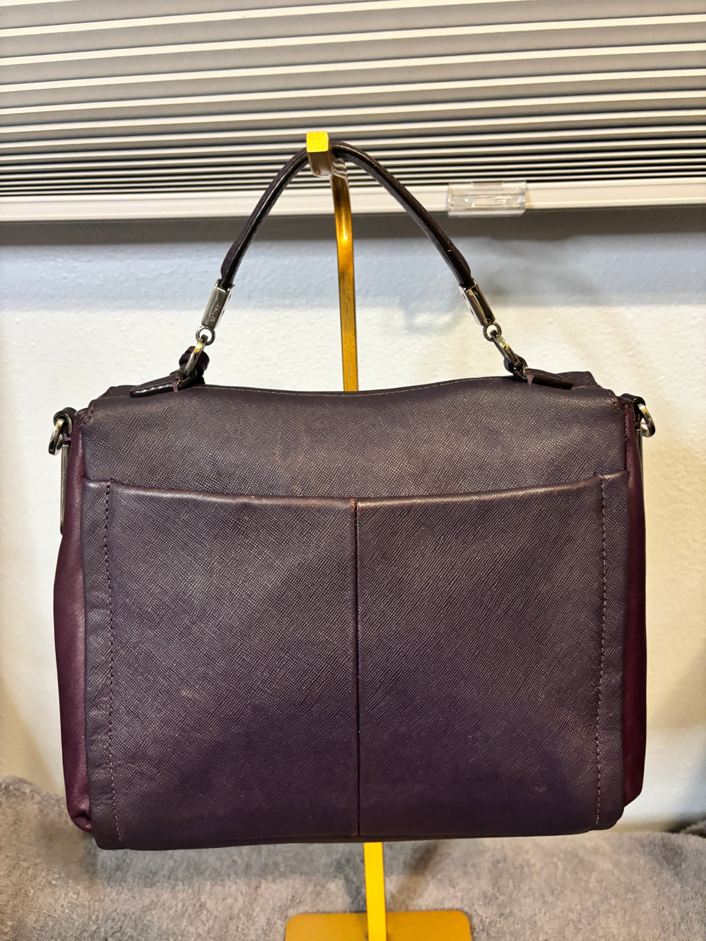 Coach Madison Sadie Flap in rich purple saffiano leather