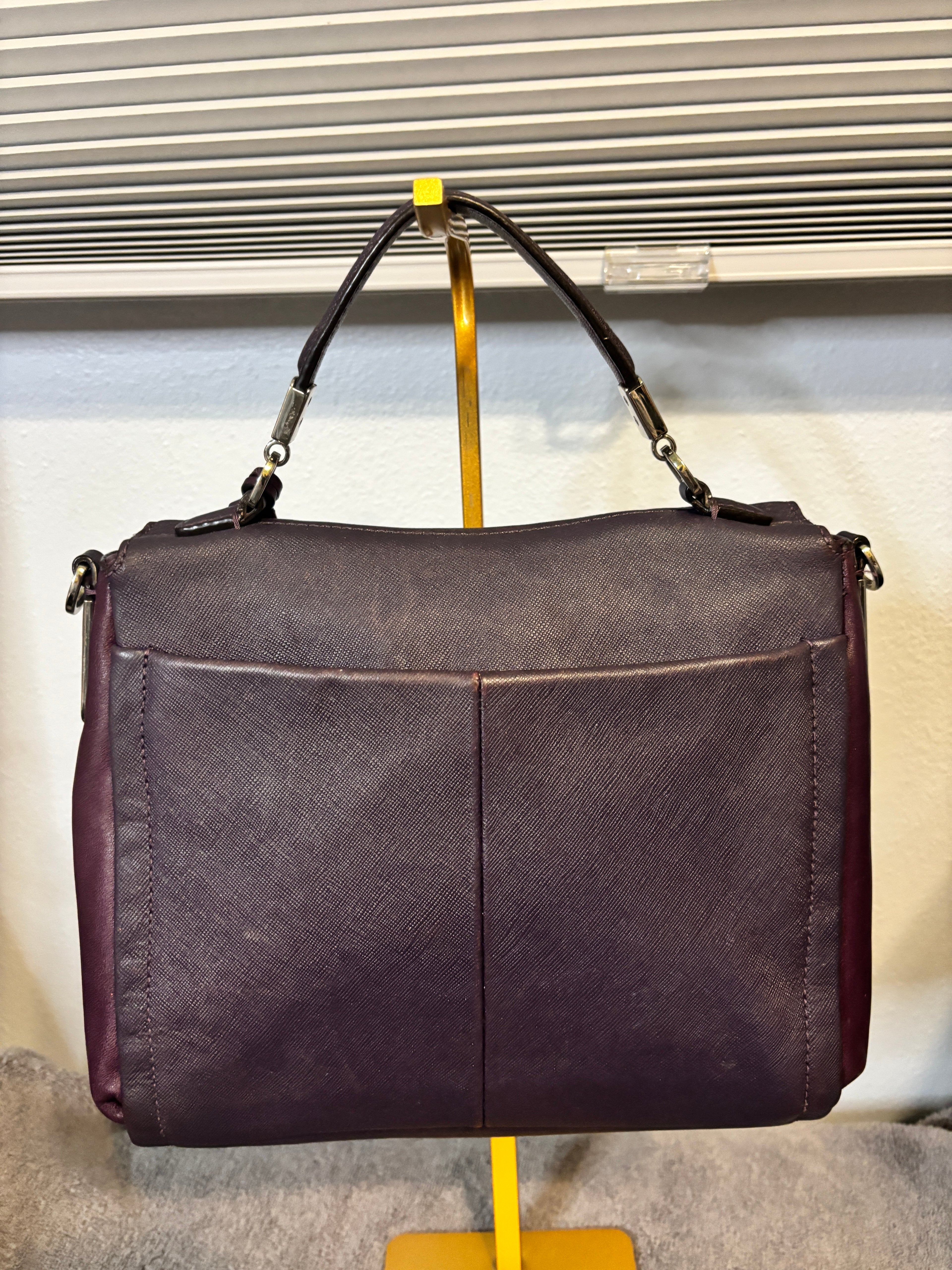 Coach Madison Sadie Flap in rich purple saffiano leather