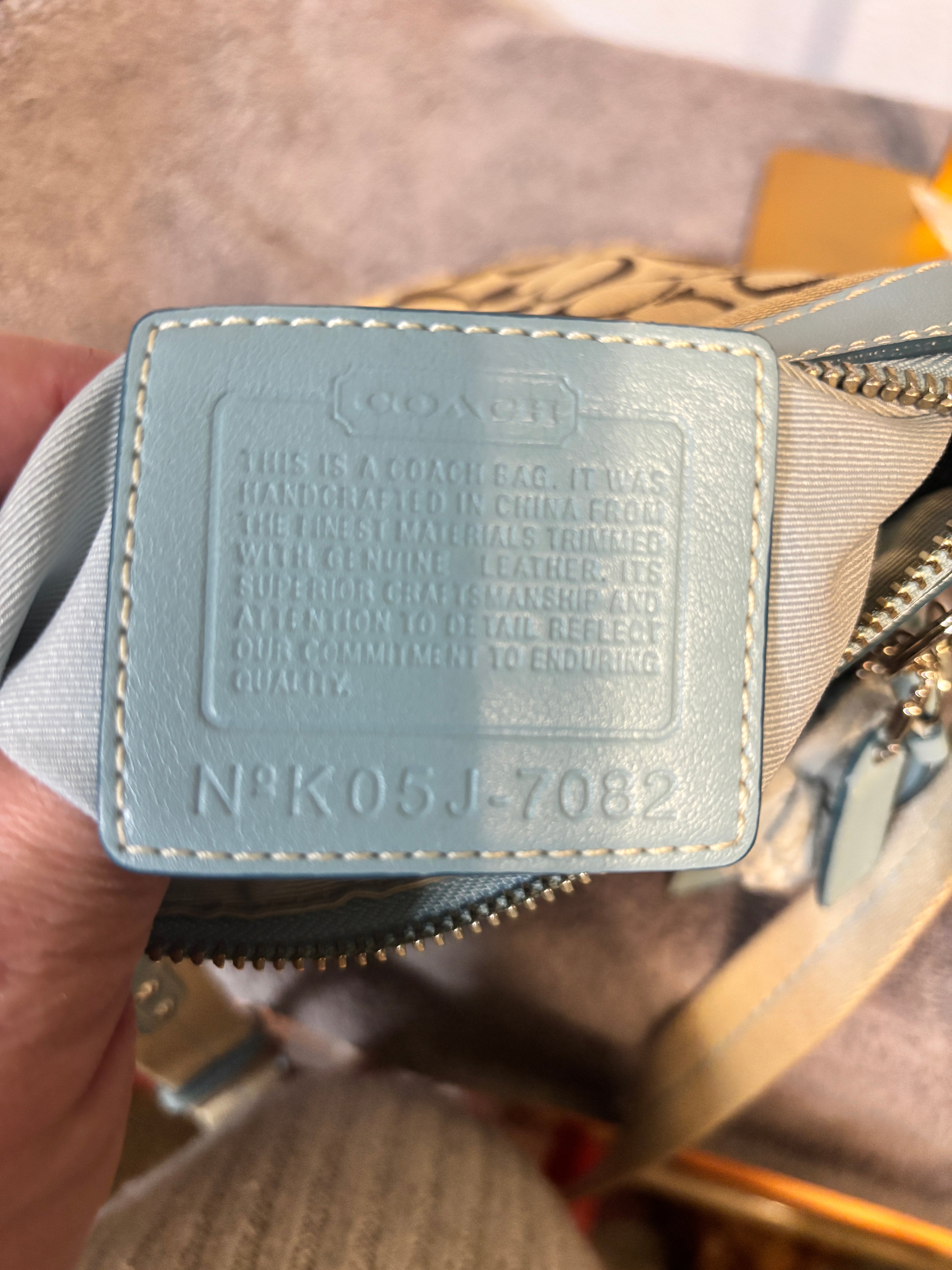 Coach Signature Canvas Crossbody Blue Leather Trim K05J-7082