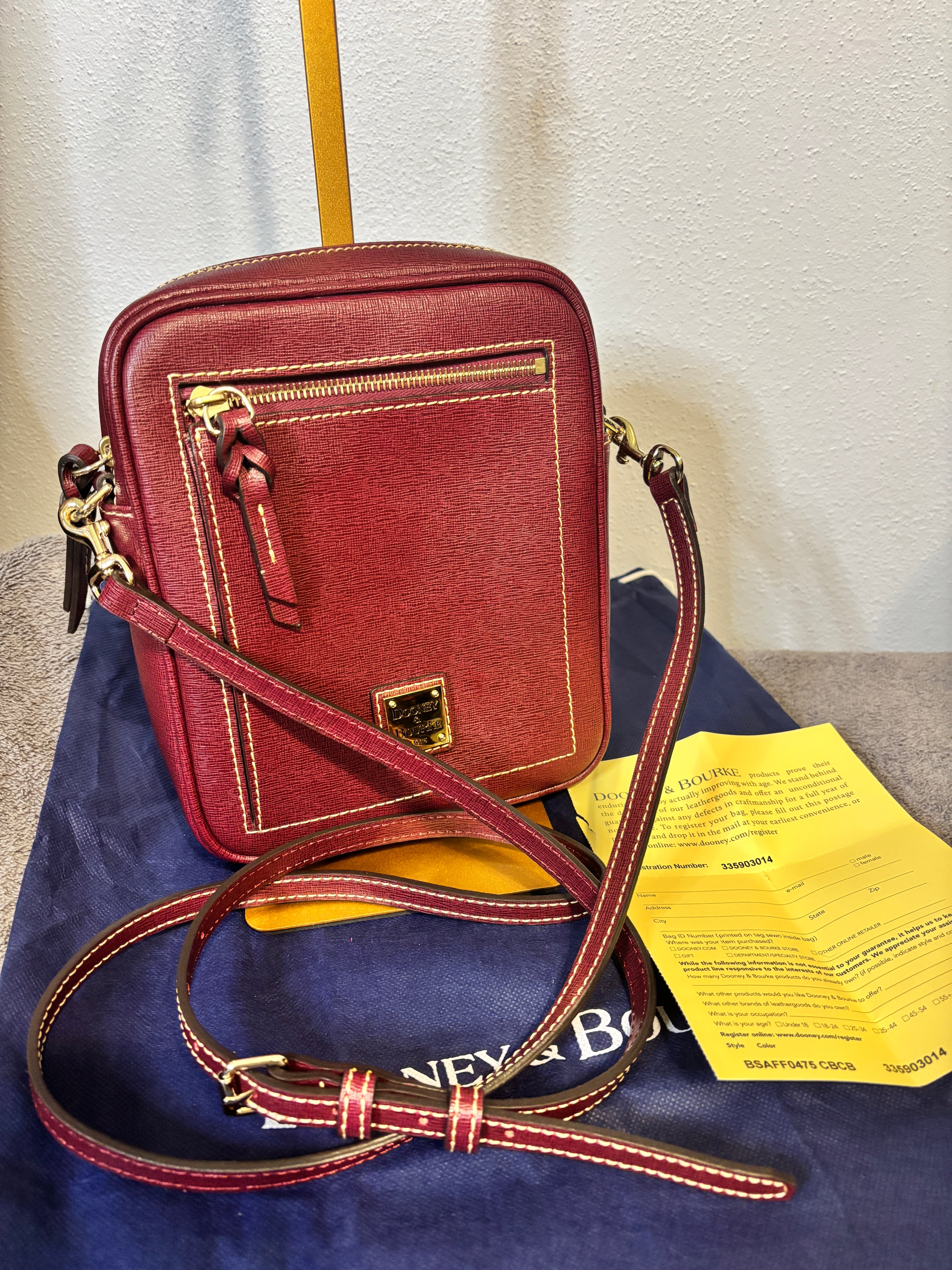 Dooney & Bourke Burgundy Camera Bag Crossbody Leather