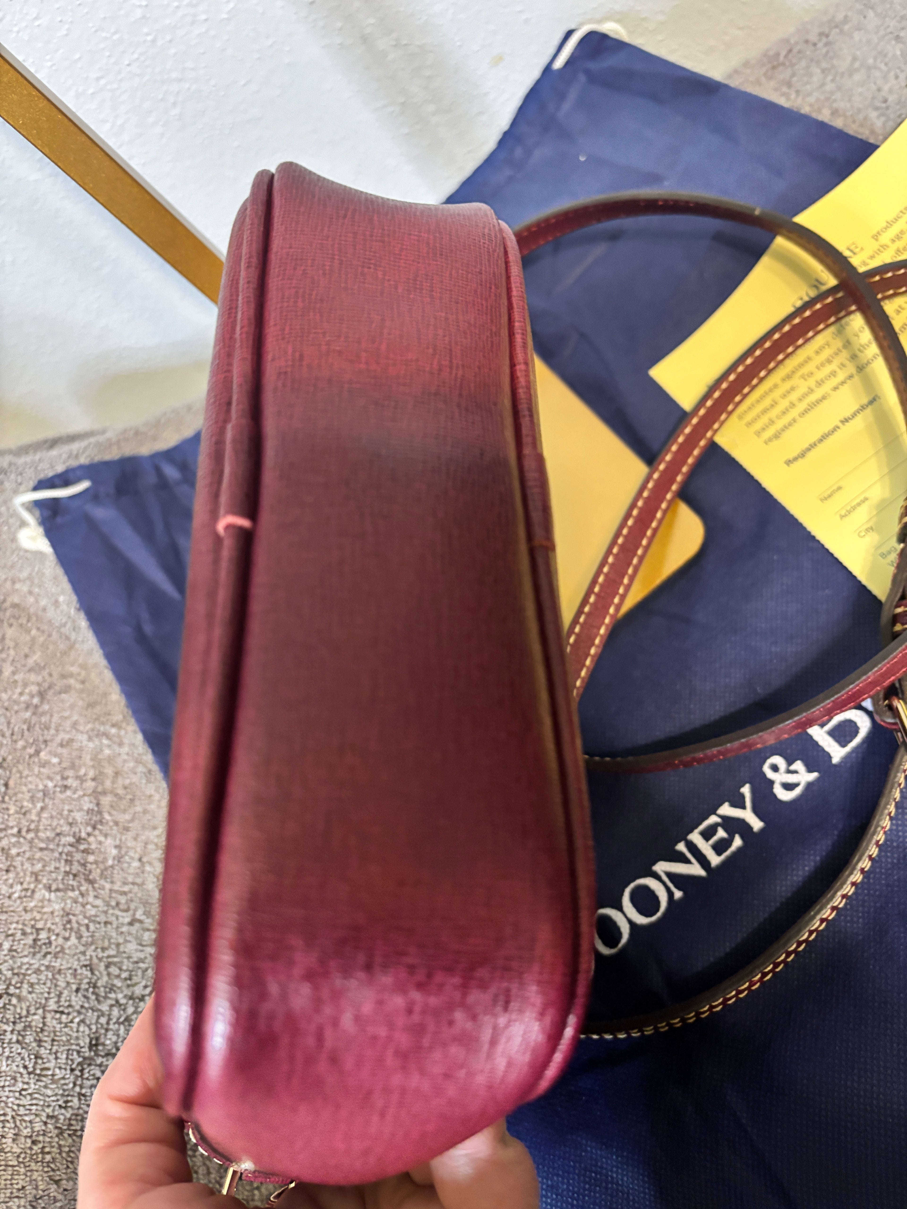 Dooney & Bourke Burgundy Camera Bag Crossbody Leather