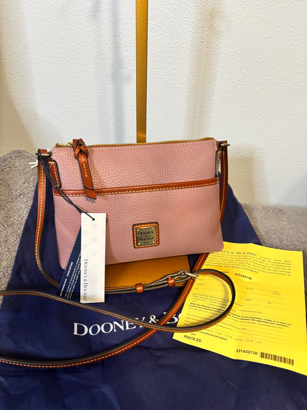 Dooney & Bourke Ginger Pouchette Crossbody NWT Pebble Leather Dust Bag