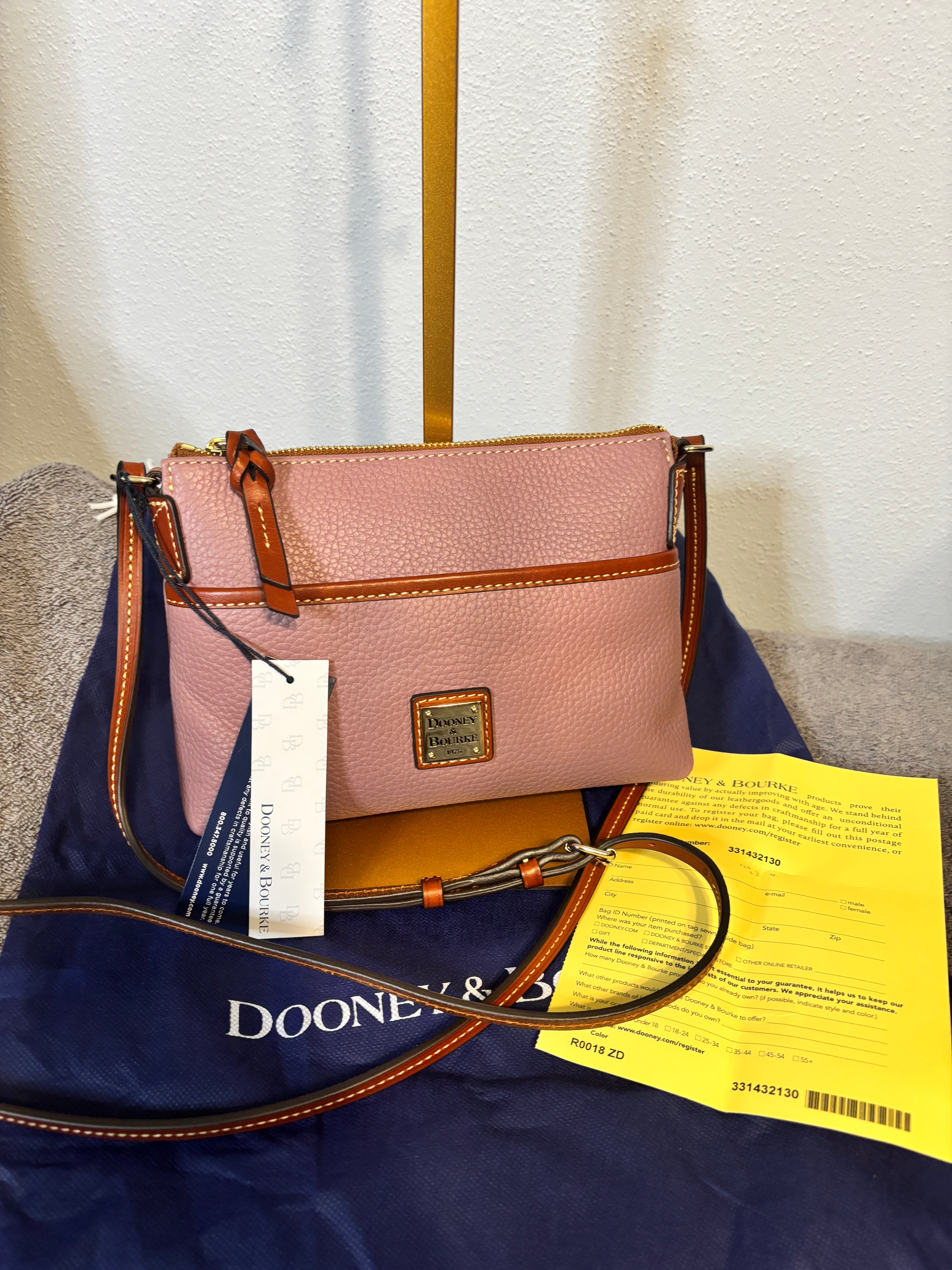 Dooney & Bourke Ginger Pouchette Crossbody NWT Pebble Leather Dust Bag