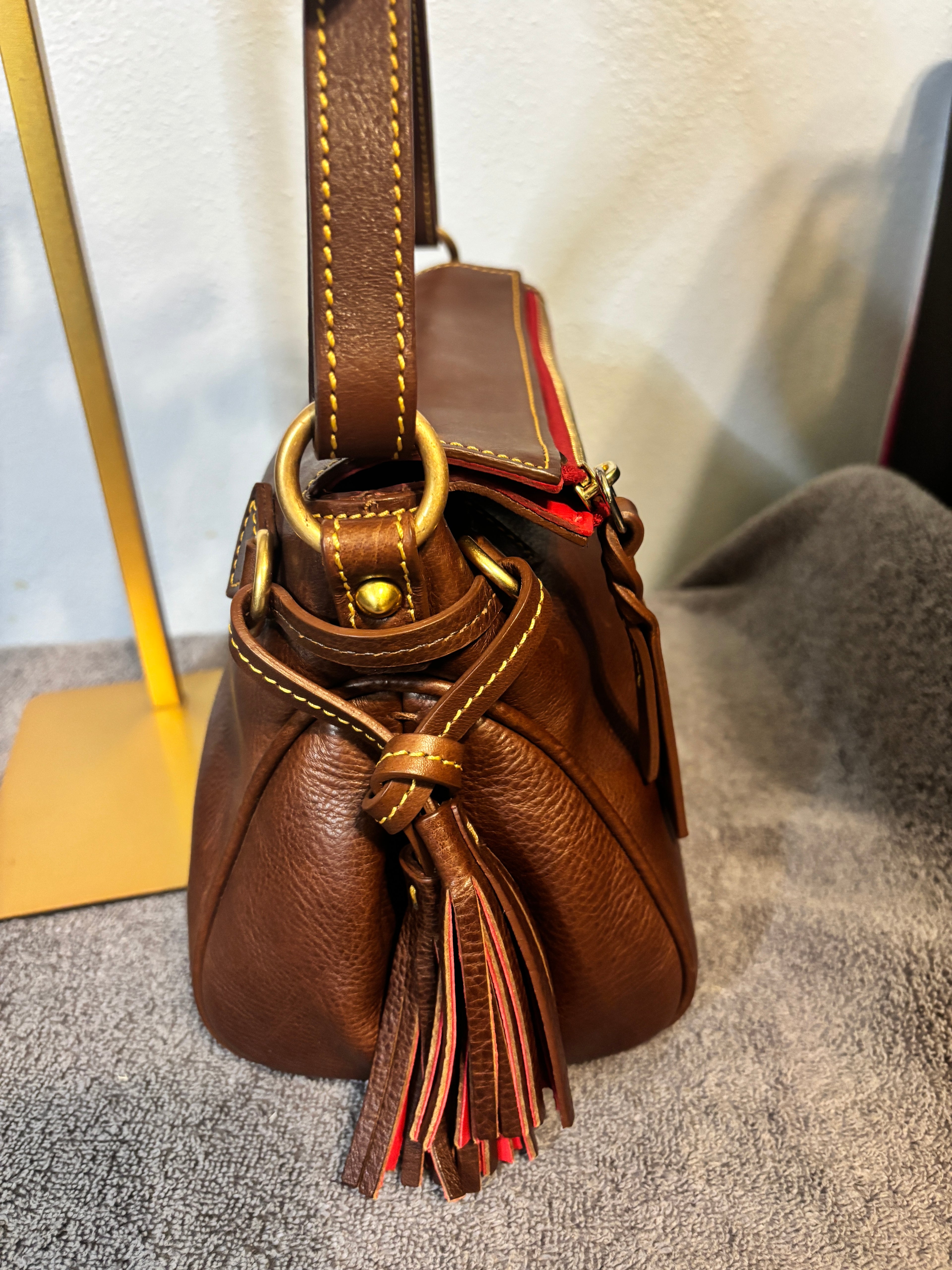 Dooney & Bourke Florentine Mini Hobo Shoulder Bag Chestnut NWOT