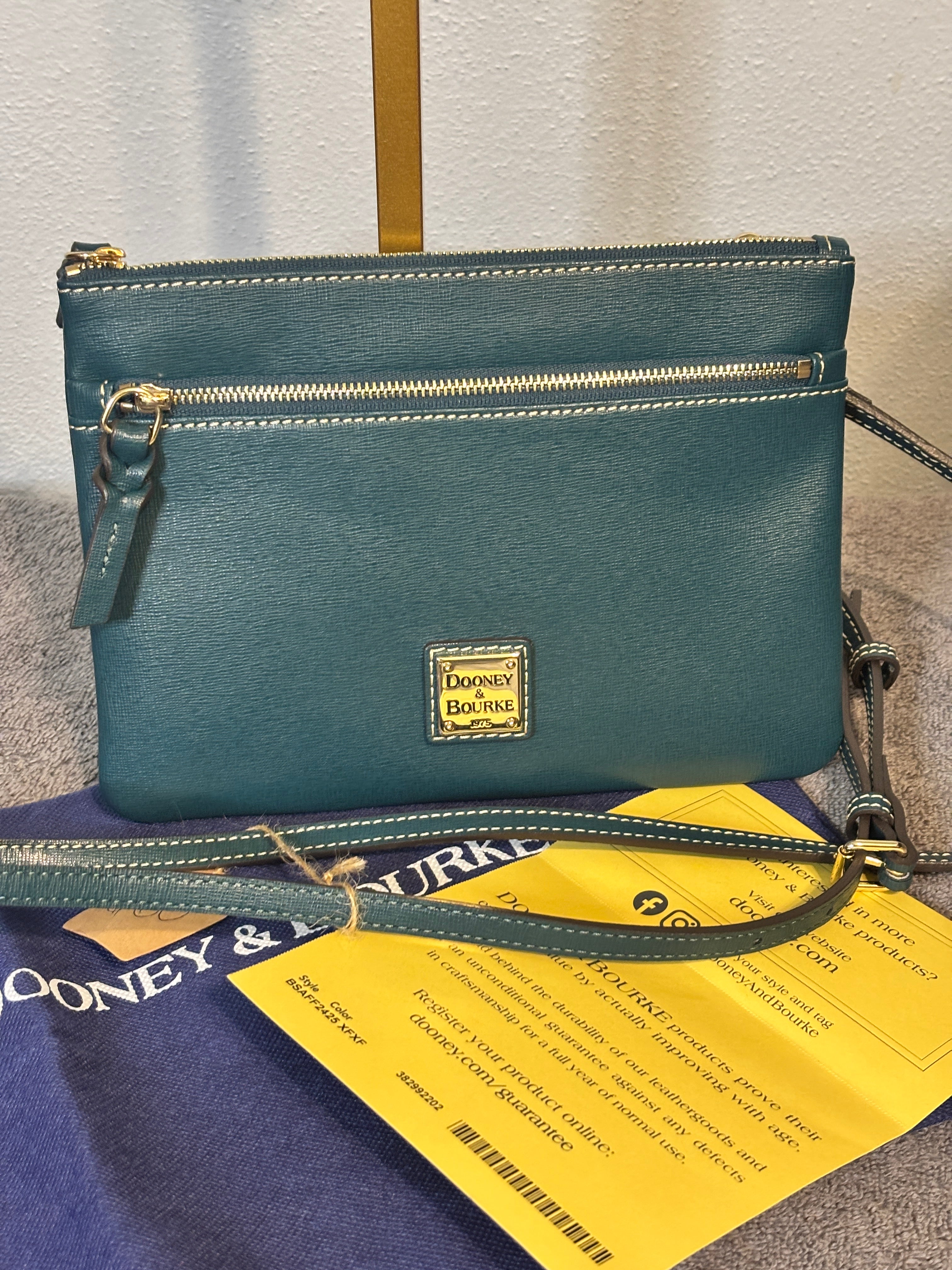 Dooney & Bourke Teal Saffiano Leather Crossbody Bag NWOT