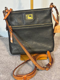 Dooney & Bourke Black Pebble Leather Crossbody Bag Brown Trim
