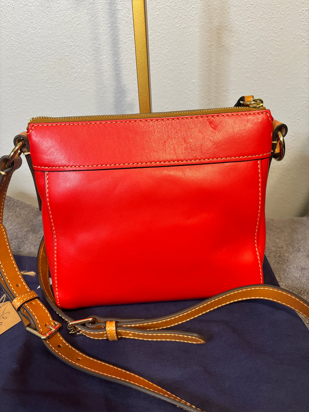 Dooney & Bourke Red Leather Crossbody Bag Adjustable Strap