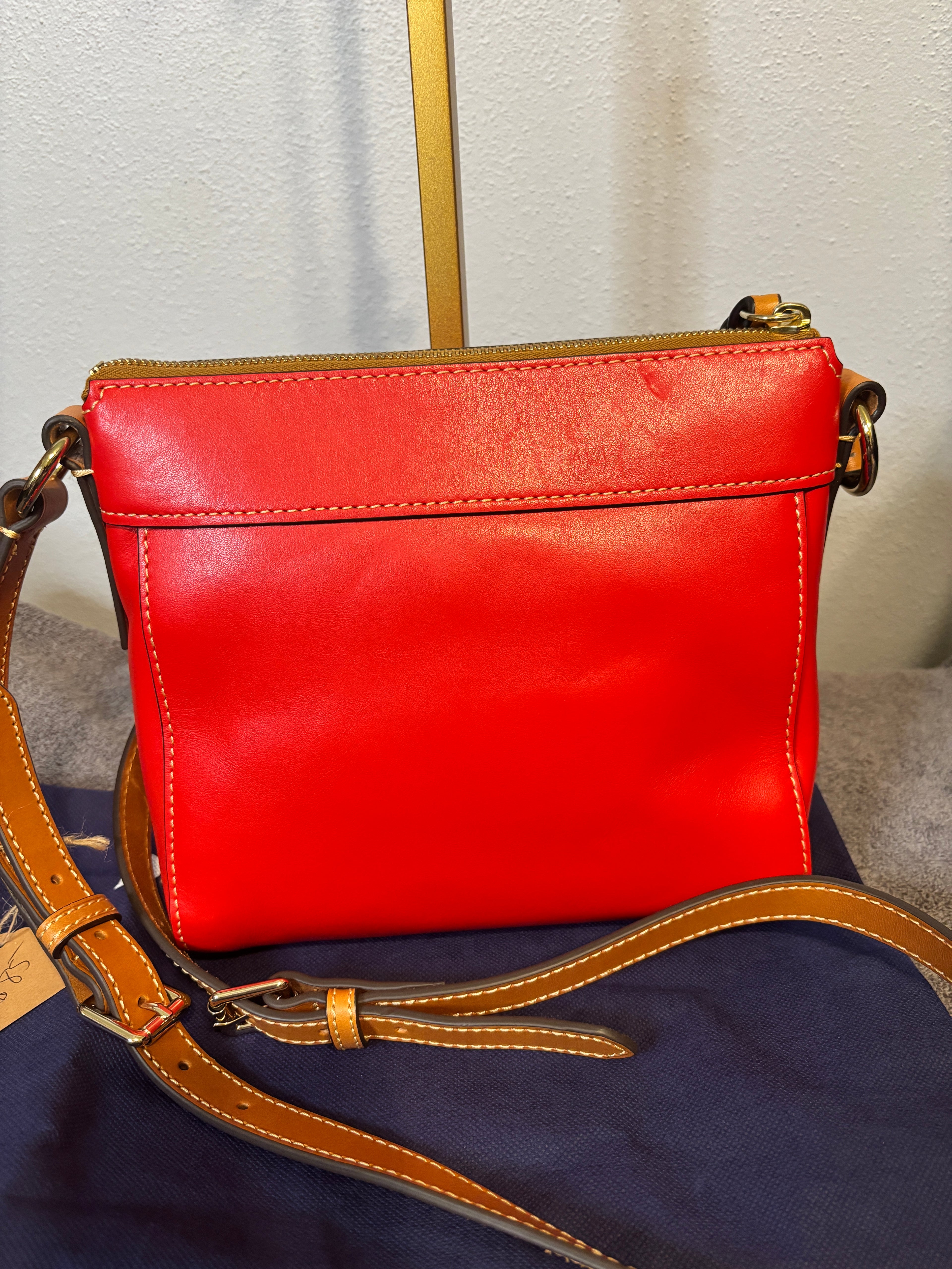 Dooney & Bourke Red Leather Crossbody Bag Adjustable Strap