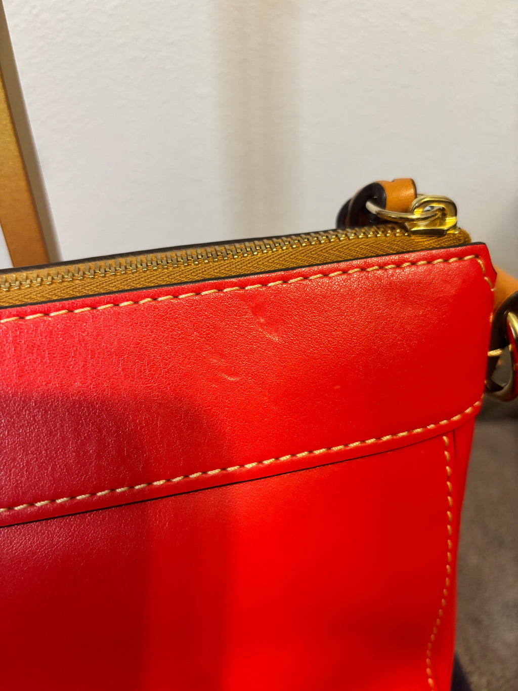 Dooney & Bourke Red Leather Crossbody Bag Adjustable Strap