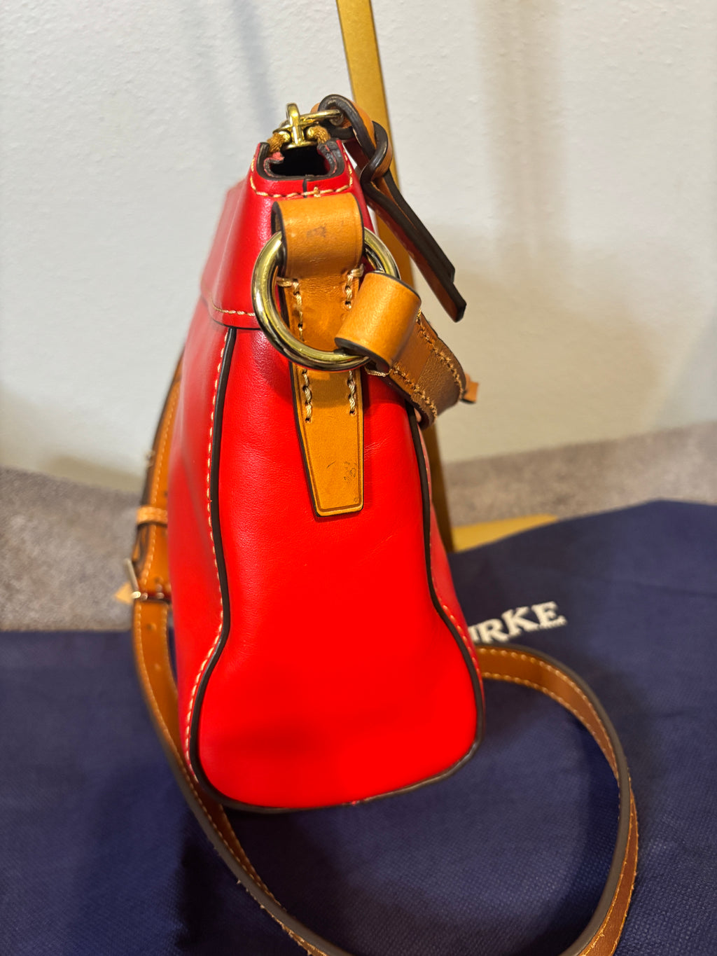 Dooney & Bourke Red Leather Crossbody Bag Adjustable Strap
