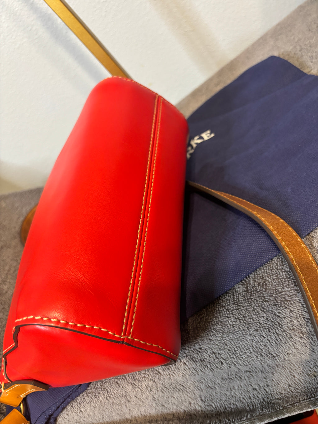 Dooney & Bourke Red Leather Crossbody Bag Adjustable Strap