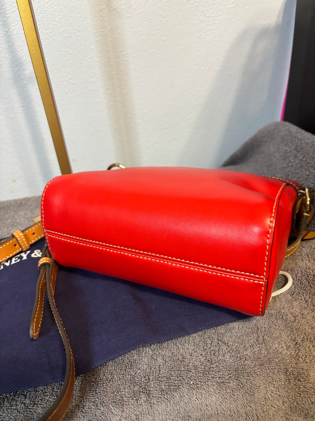 Dooney & Bourke Red Leather Crossbody Bag Adjustable Strap