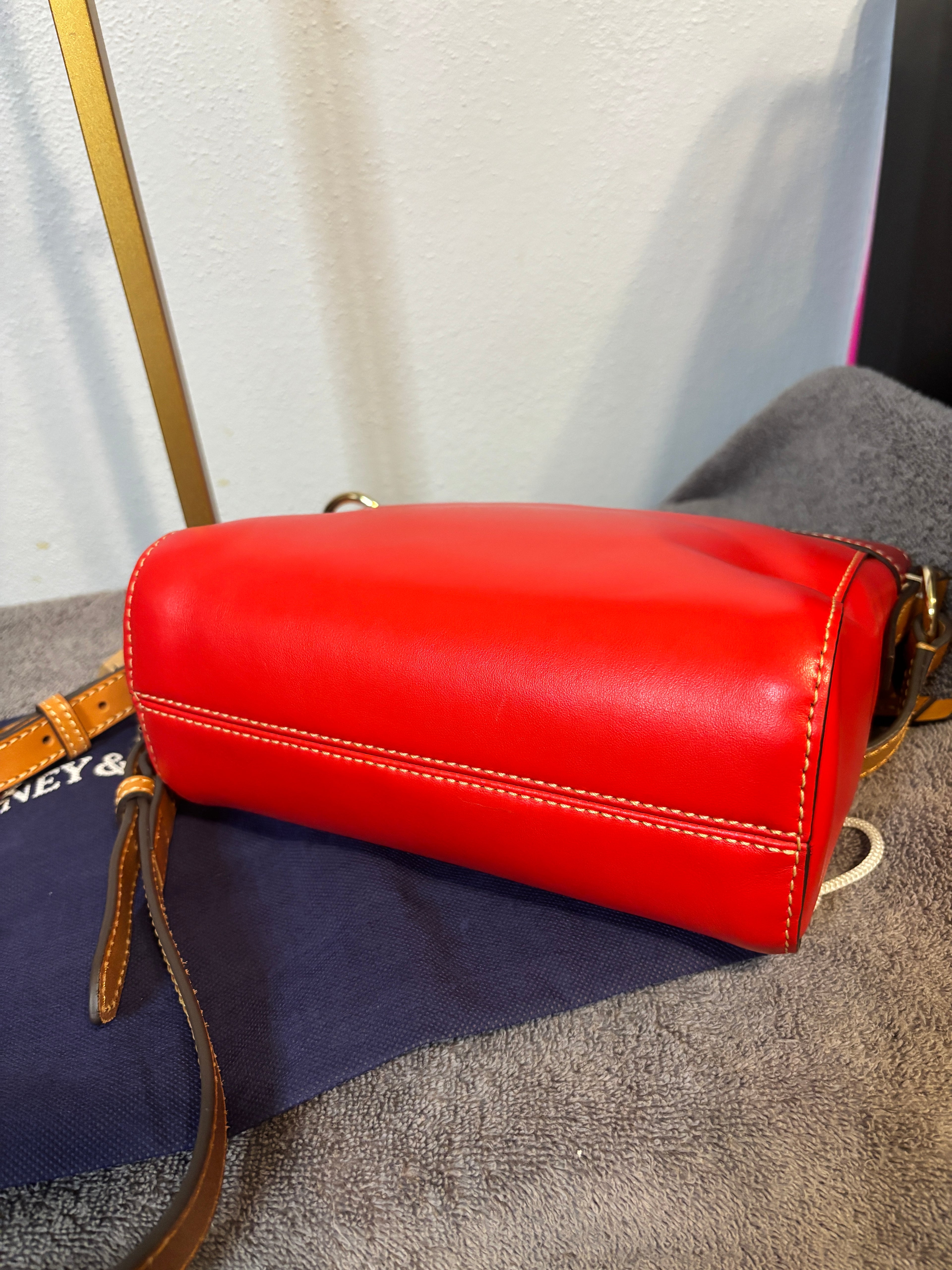 Dooney & Bourke Red Leather Crossbody Bag Adjustable Strap