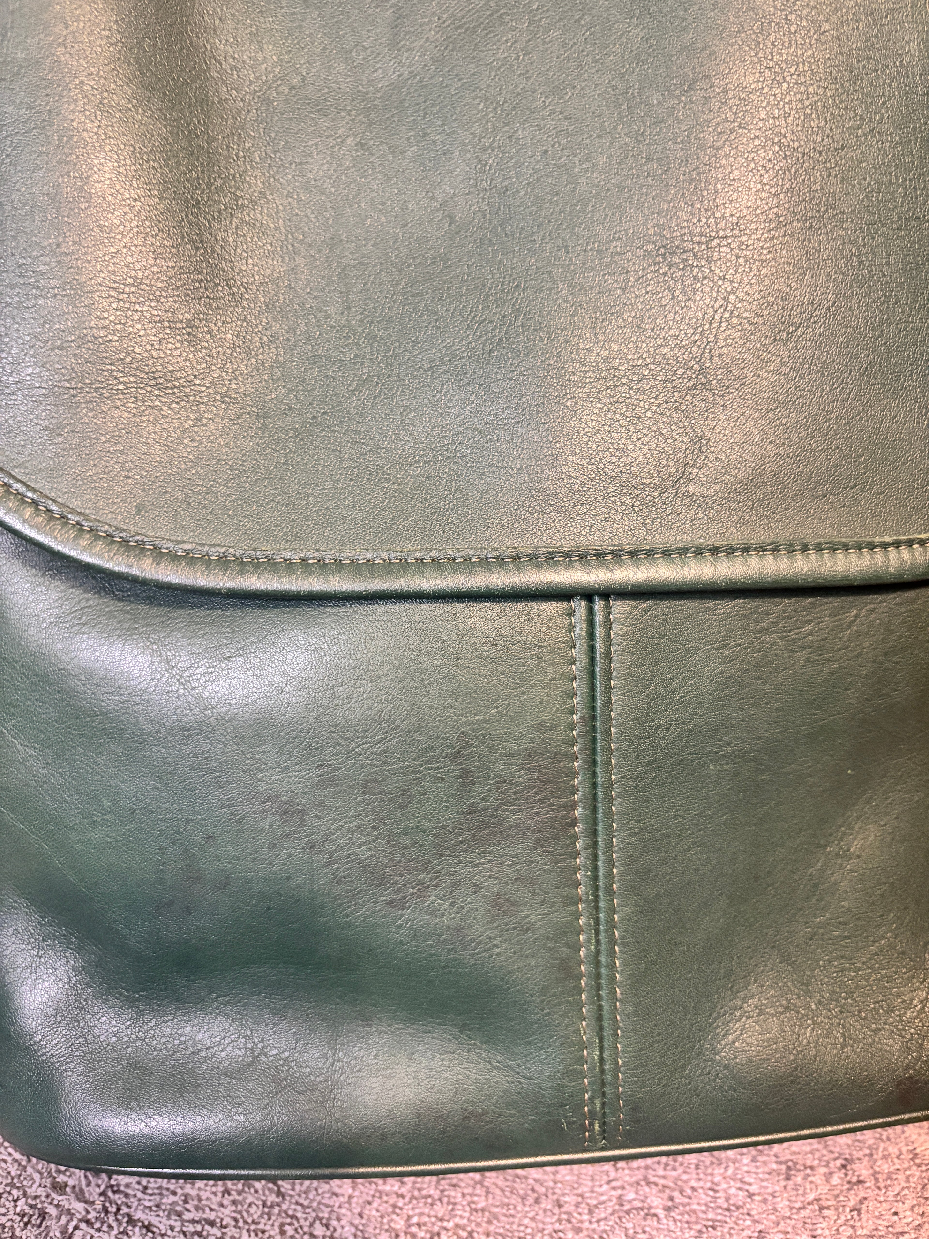 Vintage Coach Whitney 4115 Bottle Green Leather Crossbody USA Made