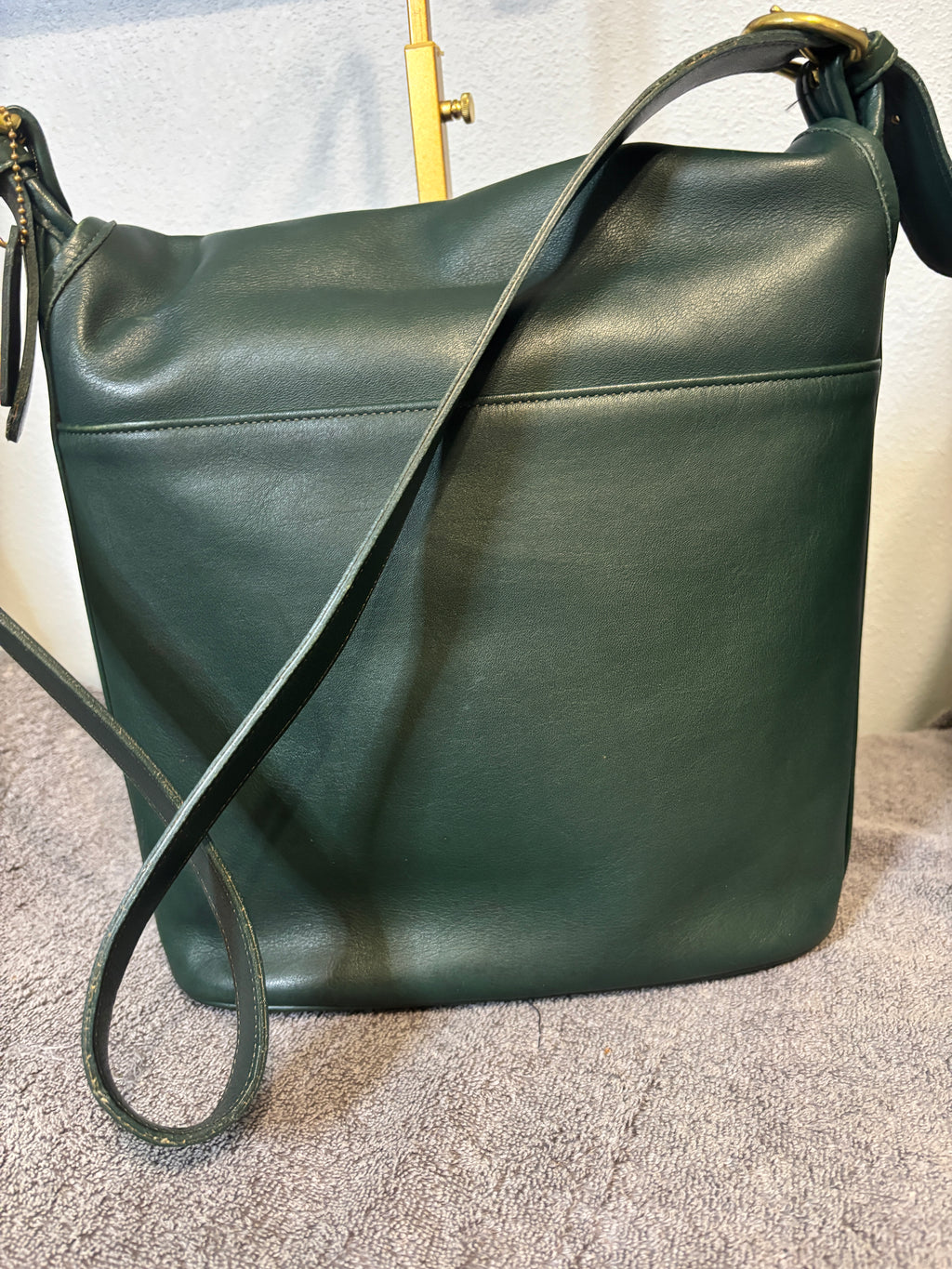 Vintage Coach Whitney 4115 Bottle Green Leather Crossbody USA Made