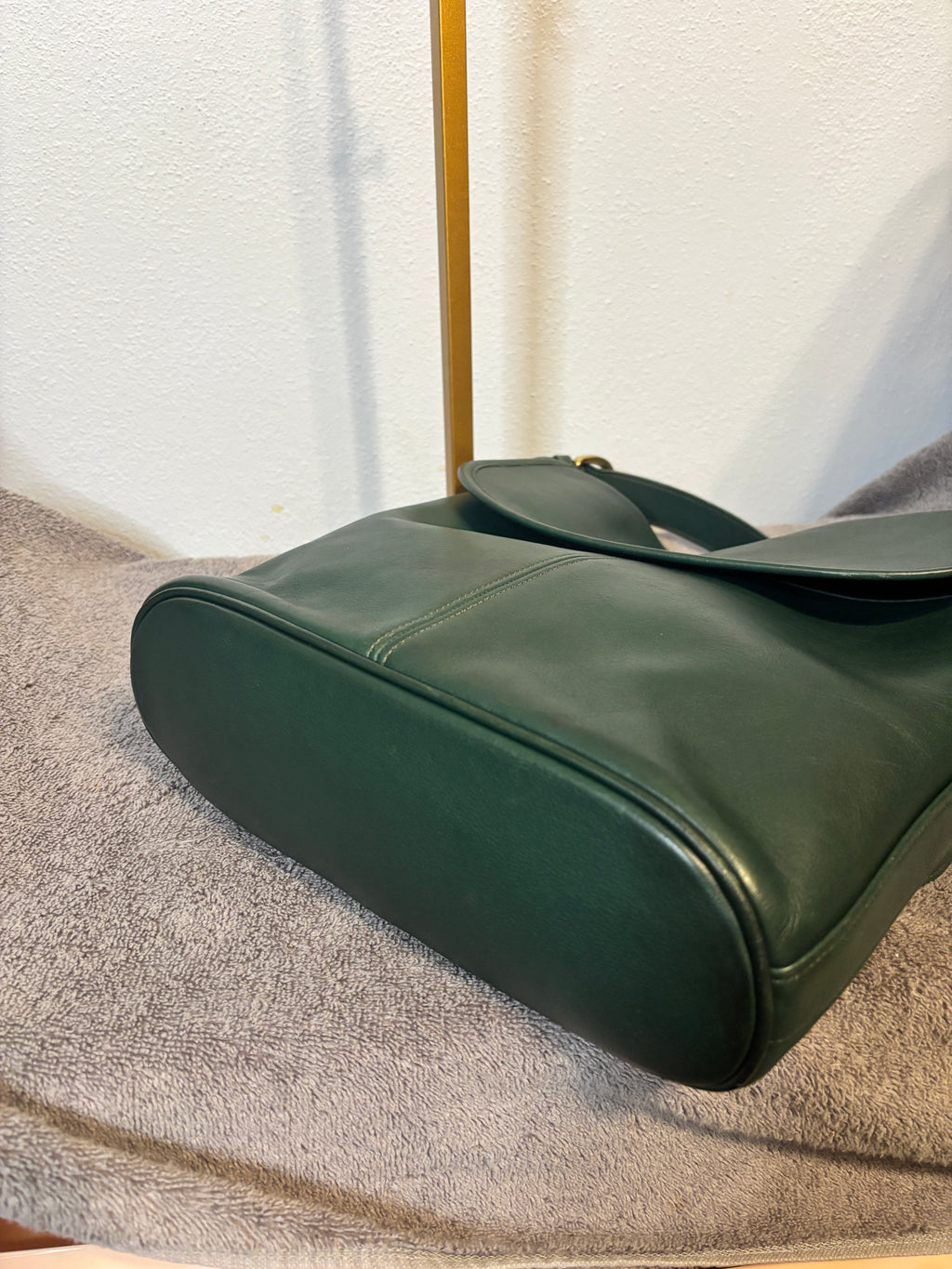 Vintage Coach Whitney 4115 Bottle Green Leather Crossbody USA Made
