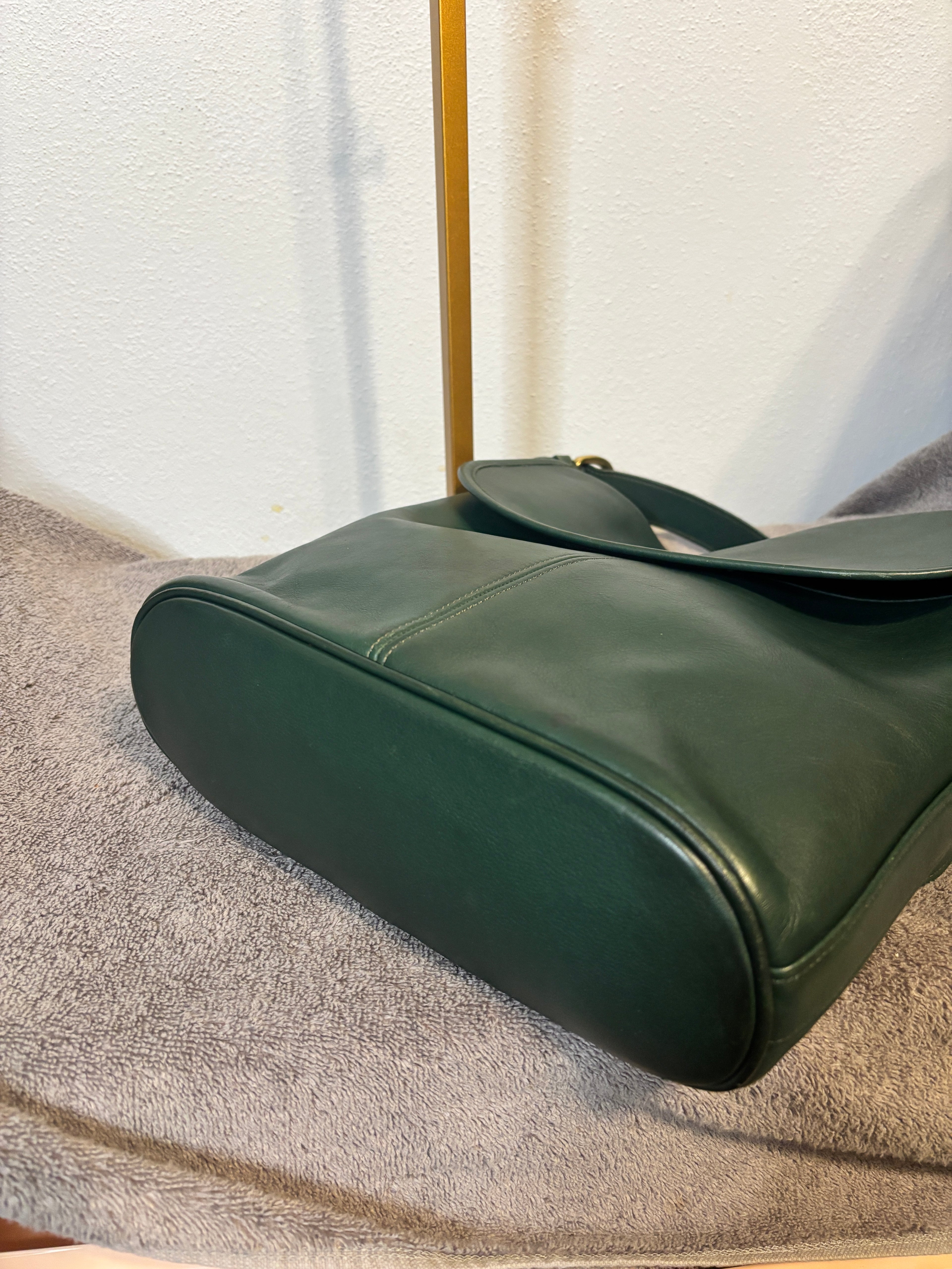 Vintage Coach Whitney 4115 Bottle Green Leather Crossbody USA Made