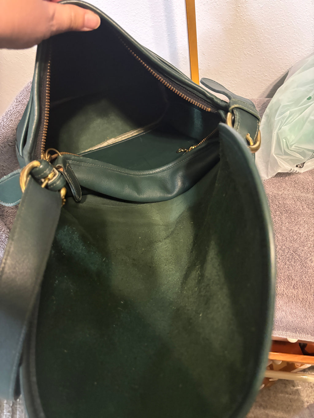 Vintage Coach Whitney 4115 Bottle Green Leather Crossbody USA Made