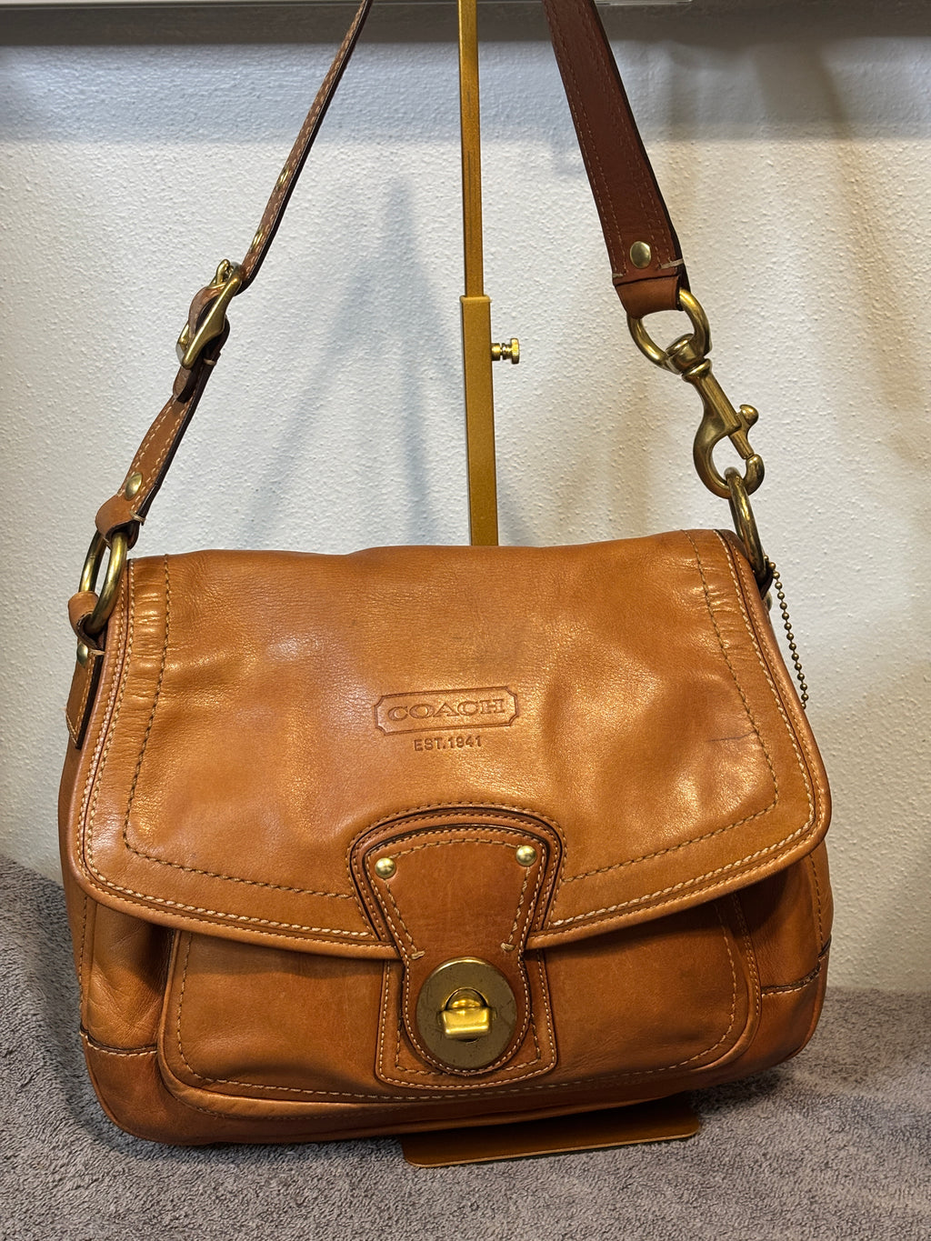Coach Legacy Ali Flap Bag 12854 British Tan Leather Crossbody Shoulder Bag