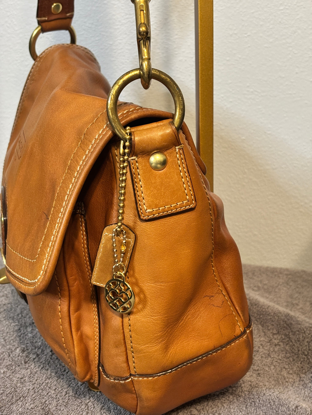 Coach Legacy Ali Flap Bag 12854 British Tan Leather Crossbody Shoulder Bag