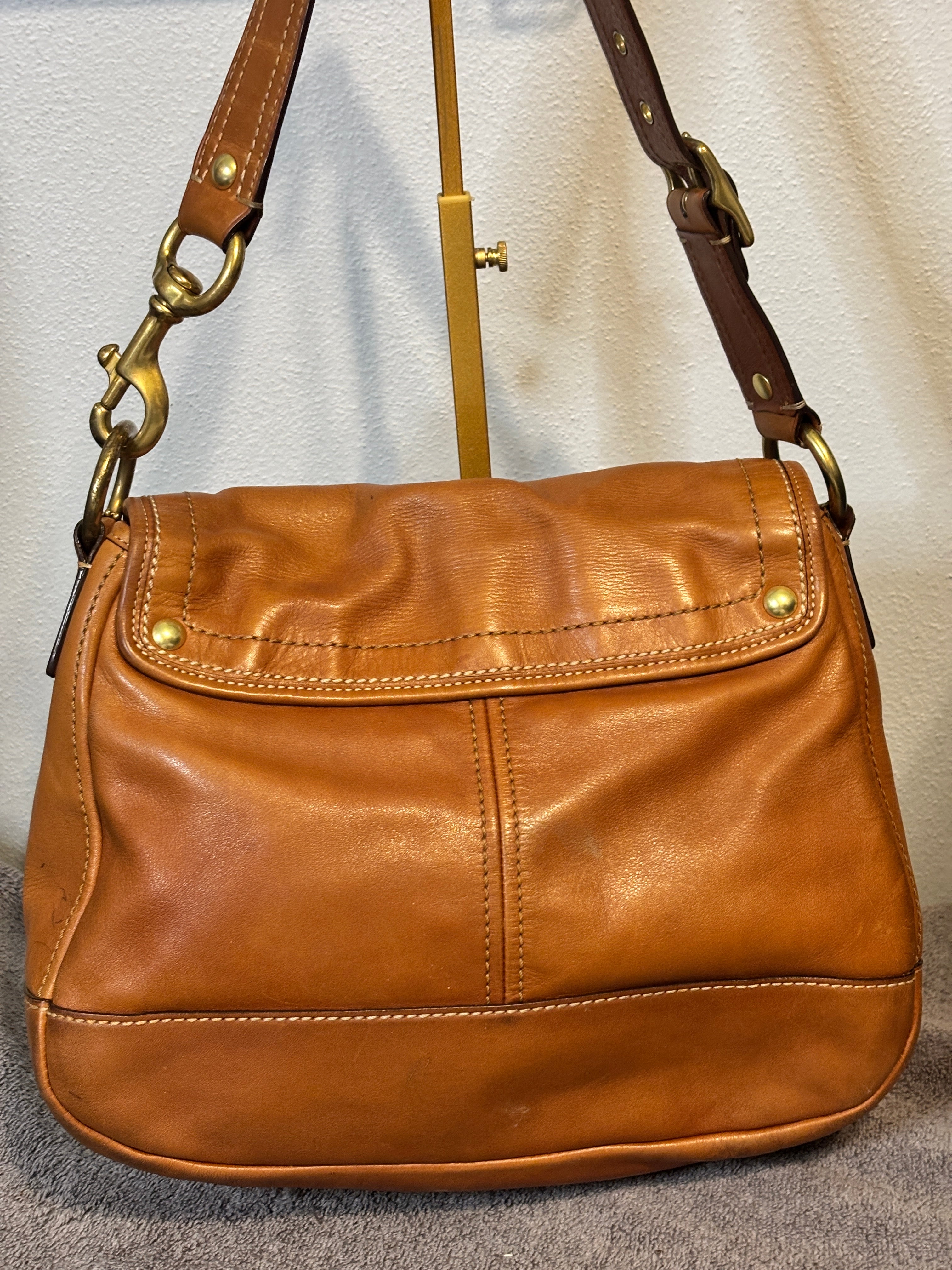 Coach Legacy Ali Flap Bag 12854 British Tan Leather Crossbody Shoulder Bag