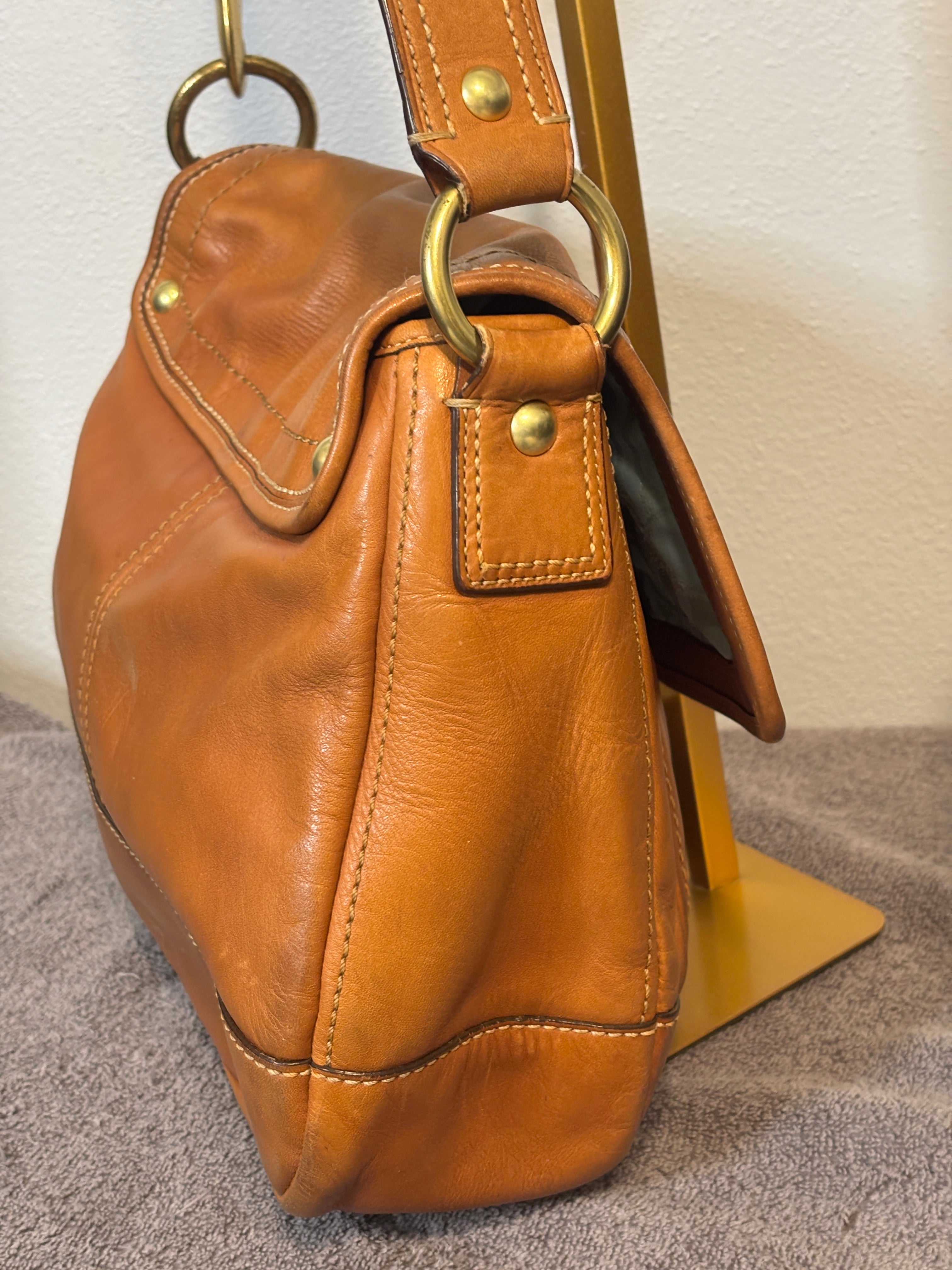 Coach Legacy Ali Flap Bag 12854 British Tan Leather Crossbody Shoulder Bag