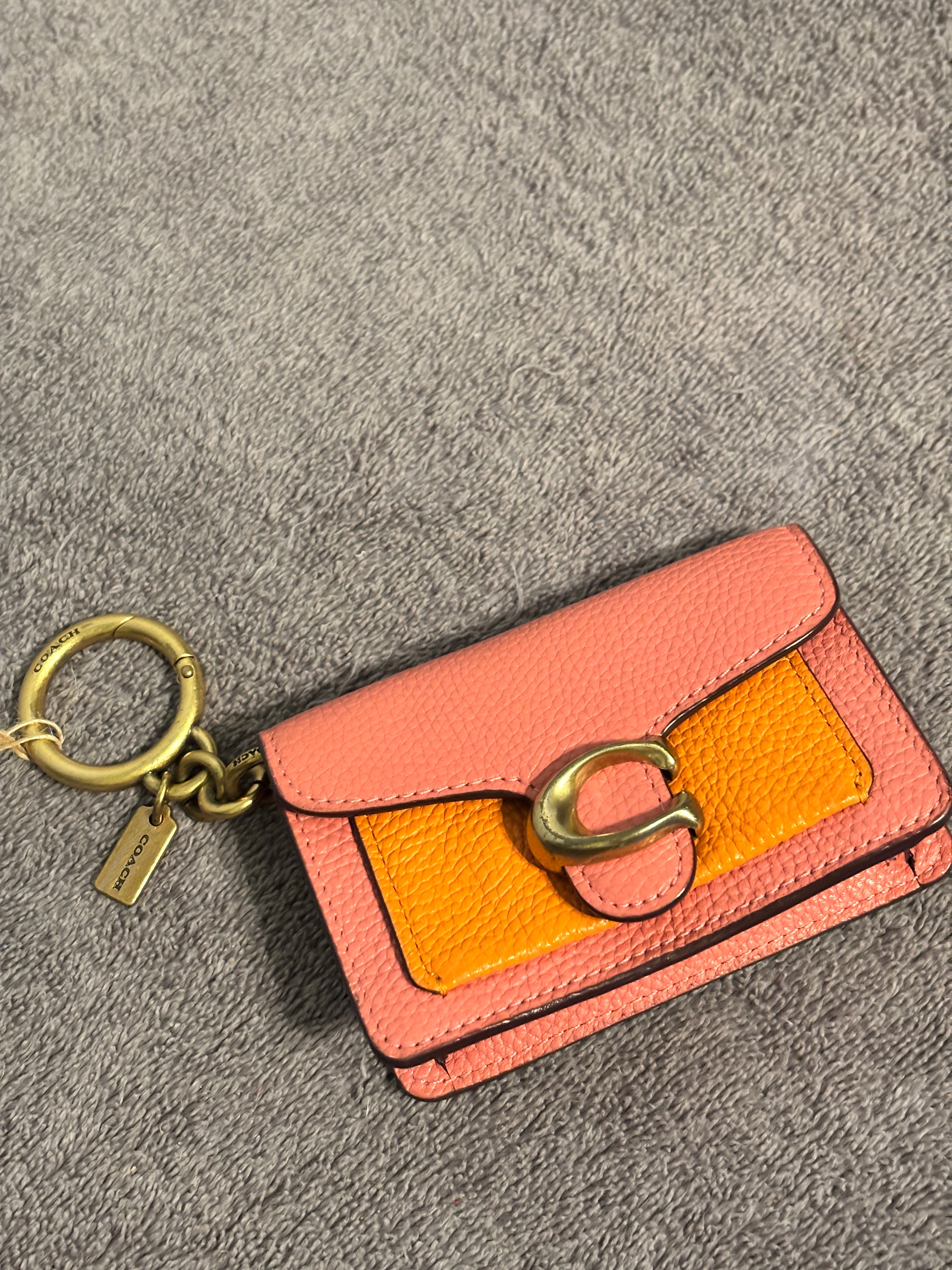 Coach Tabby Mini Wallet Charm Colorblock Pebble Leather Bag Charm Keychain