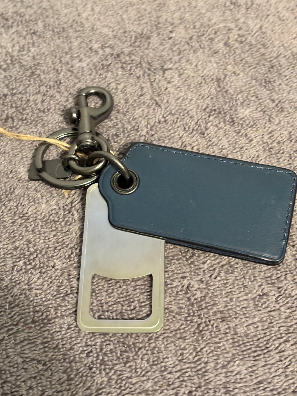 Coach Navy Leather Bottle Opener Bag Charm Keychain Fob