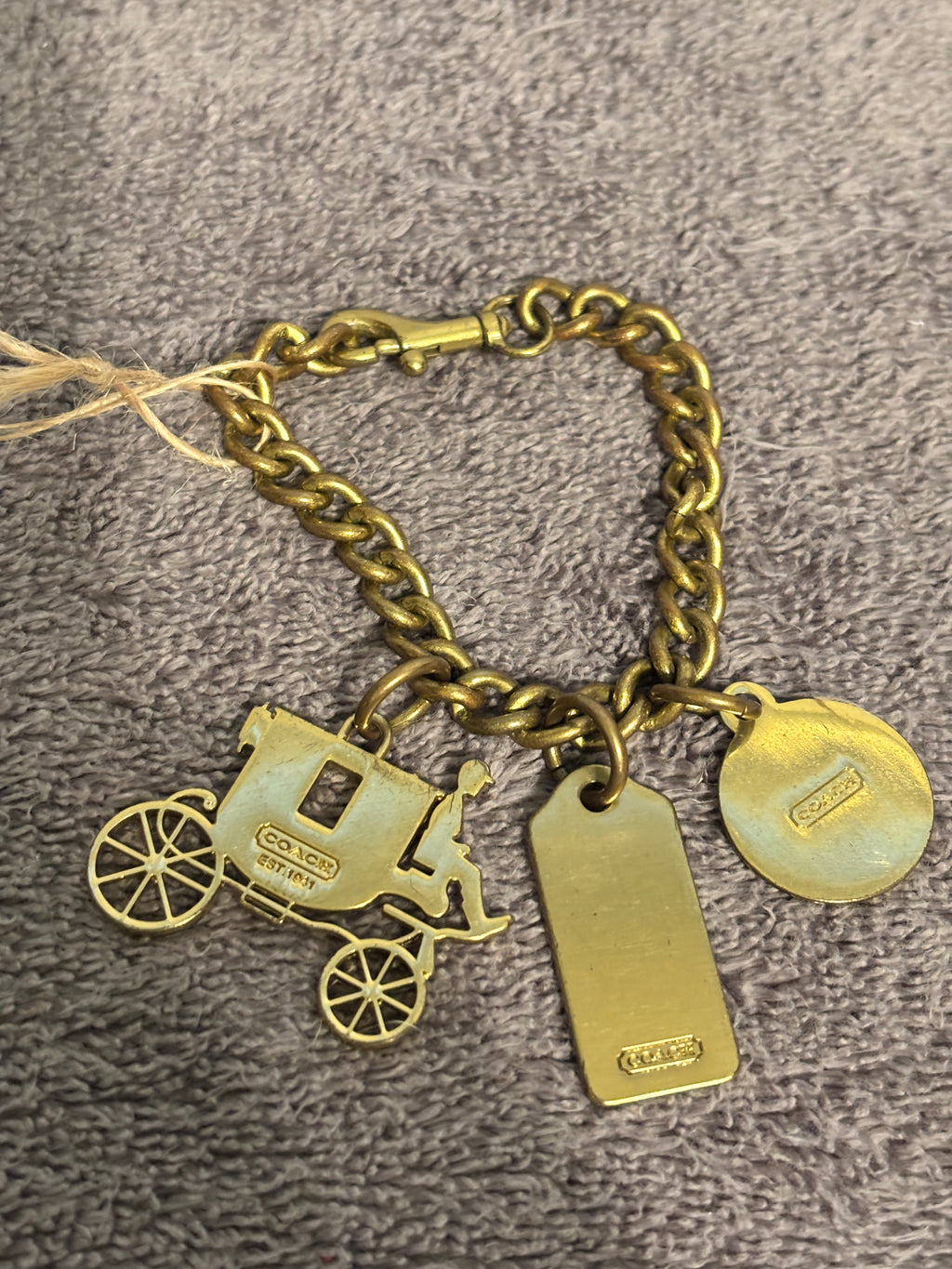 Coach Brass Horse & Carriage Charm Bracelet Bag Charm Keychain Fob