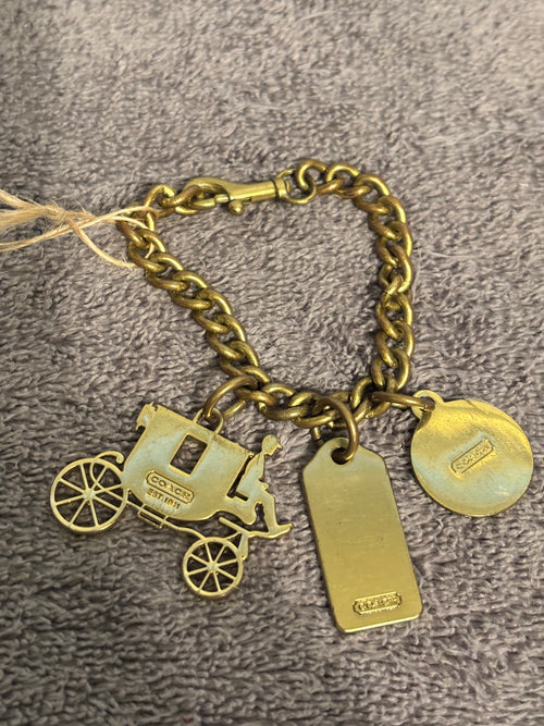 Coach Brass Horse & Carriage Charm Bracelet Bag Charm Keychain Fob