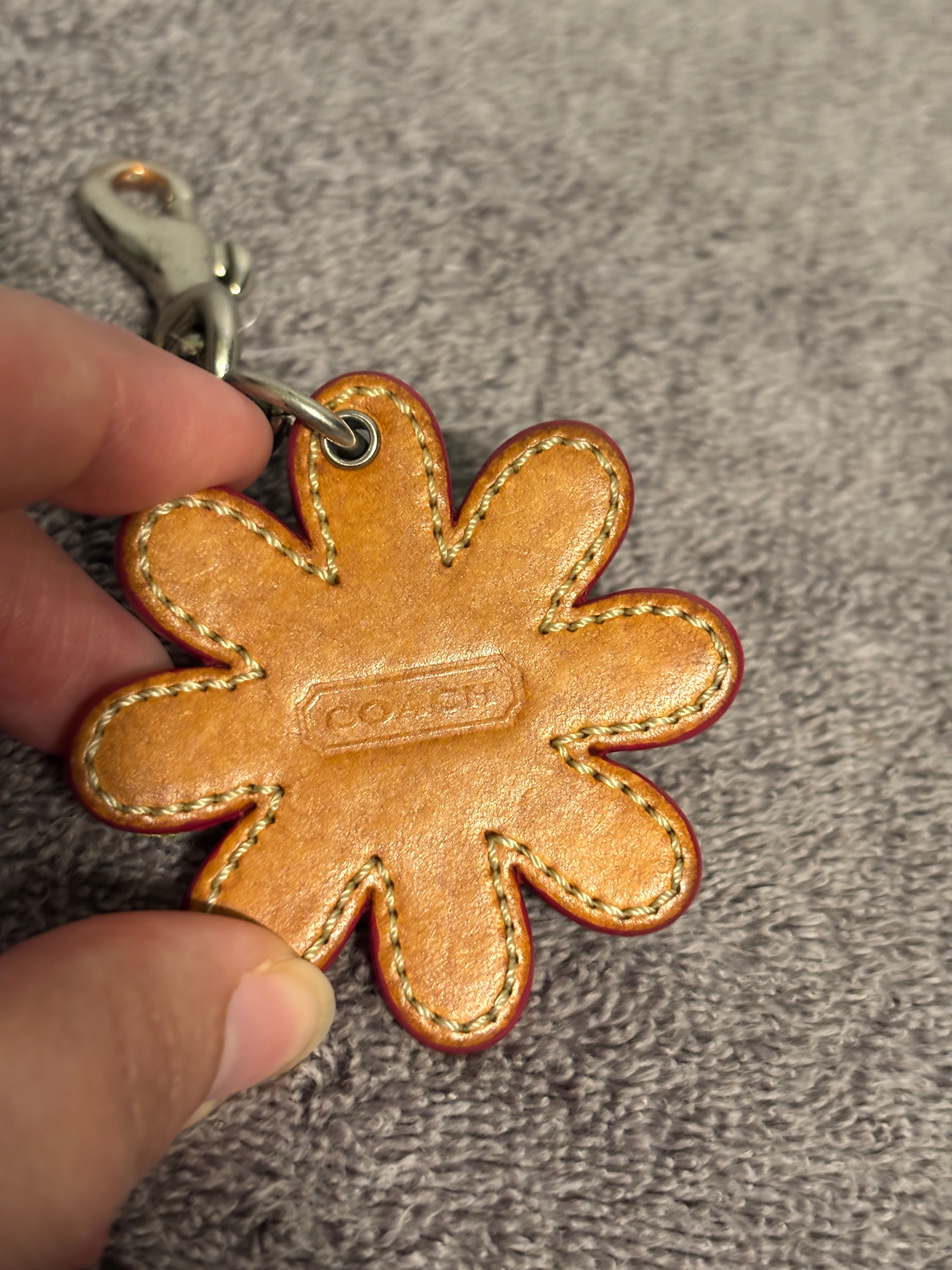 Coach Multicolor Leather Daisy Flower Bag Charm Keychain Fob