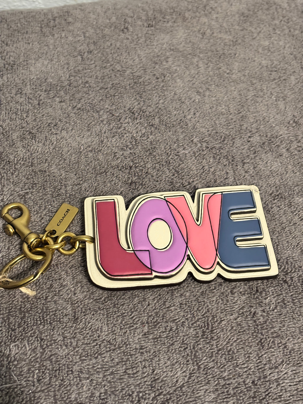 Coach LOVE Signature Canvas Leather Bag Charm Keychain Fob