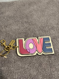 Coach LOVE Signature Canvas Leather Bag Charm Keychain Fob