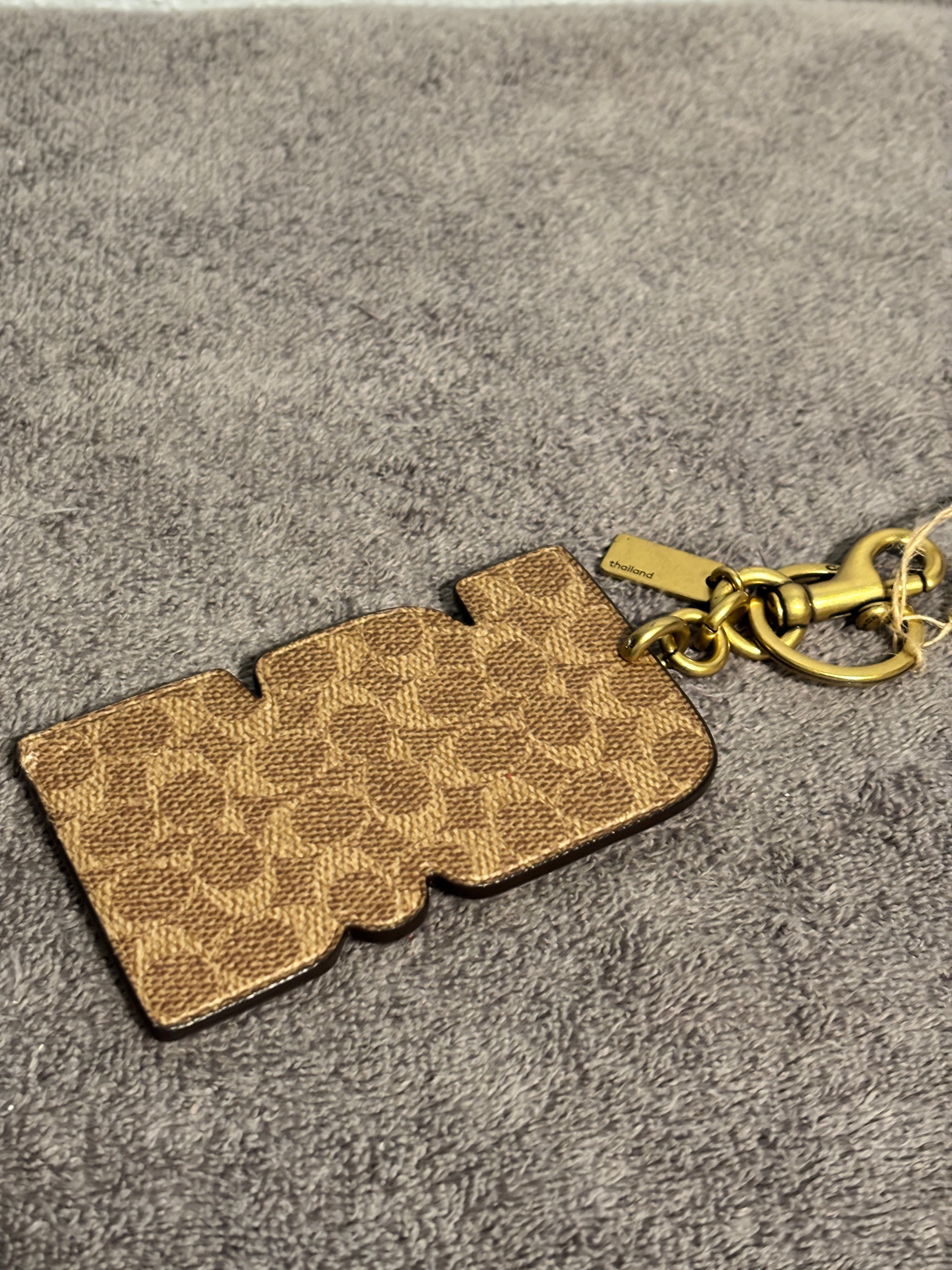 Coach LOVE Signature Canvas Leather Bag Charm Keychain Fob
