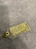 Coach Clear Gold Glitter Hangtag Bag Charm Keychain Fob