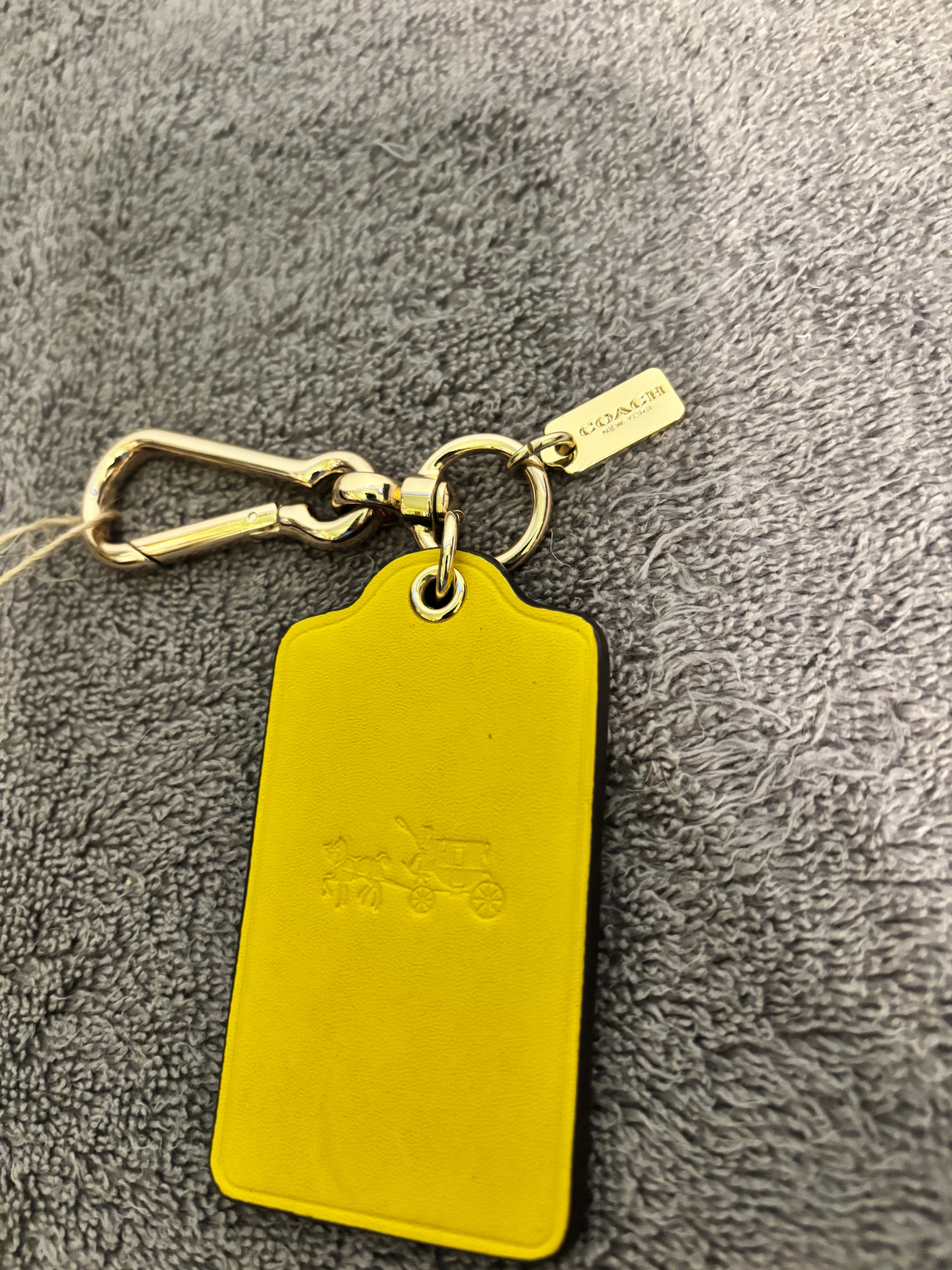 Coach Yellow Leather Luggage Tag Bag Charm Keychain Fob