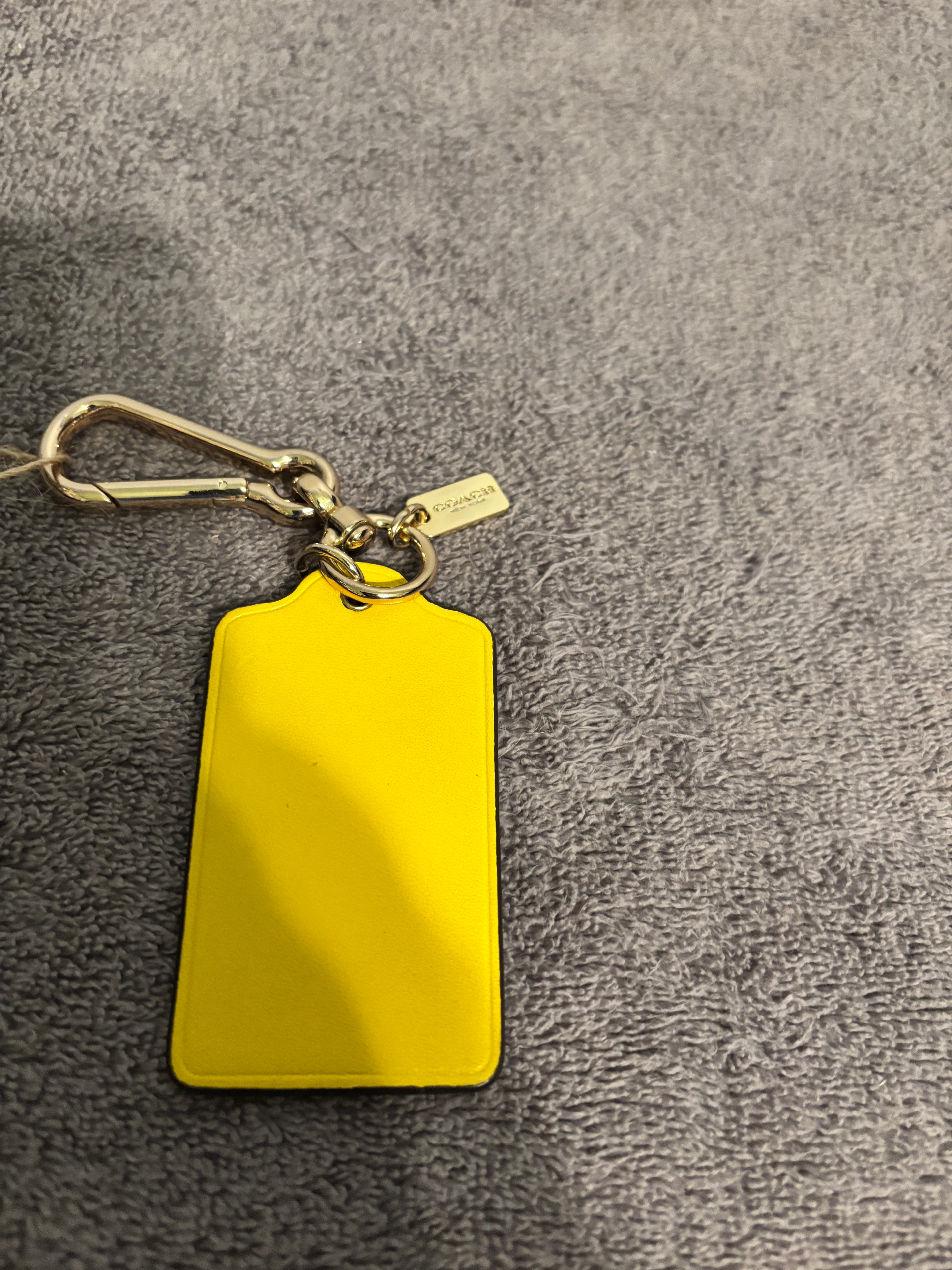 Coach Yellow Leather Luggage Tag Bag Charm Keychain Fob