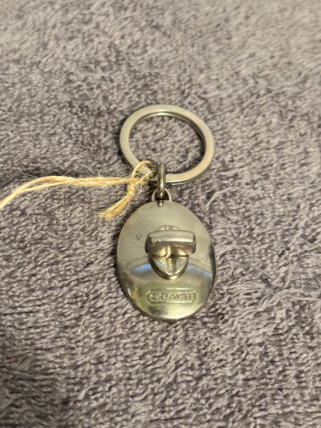 Coach Silver Turnlock Bag Charm Keychain Fob