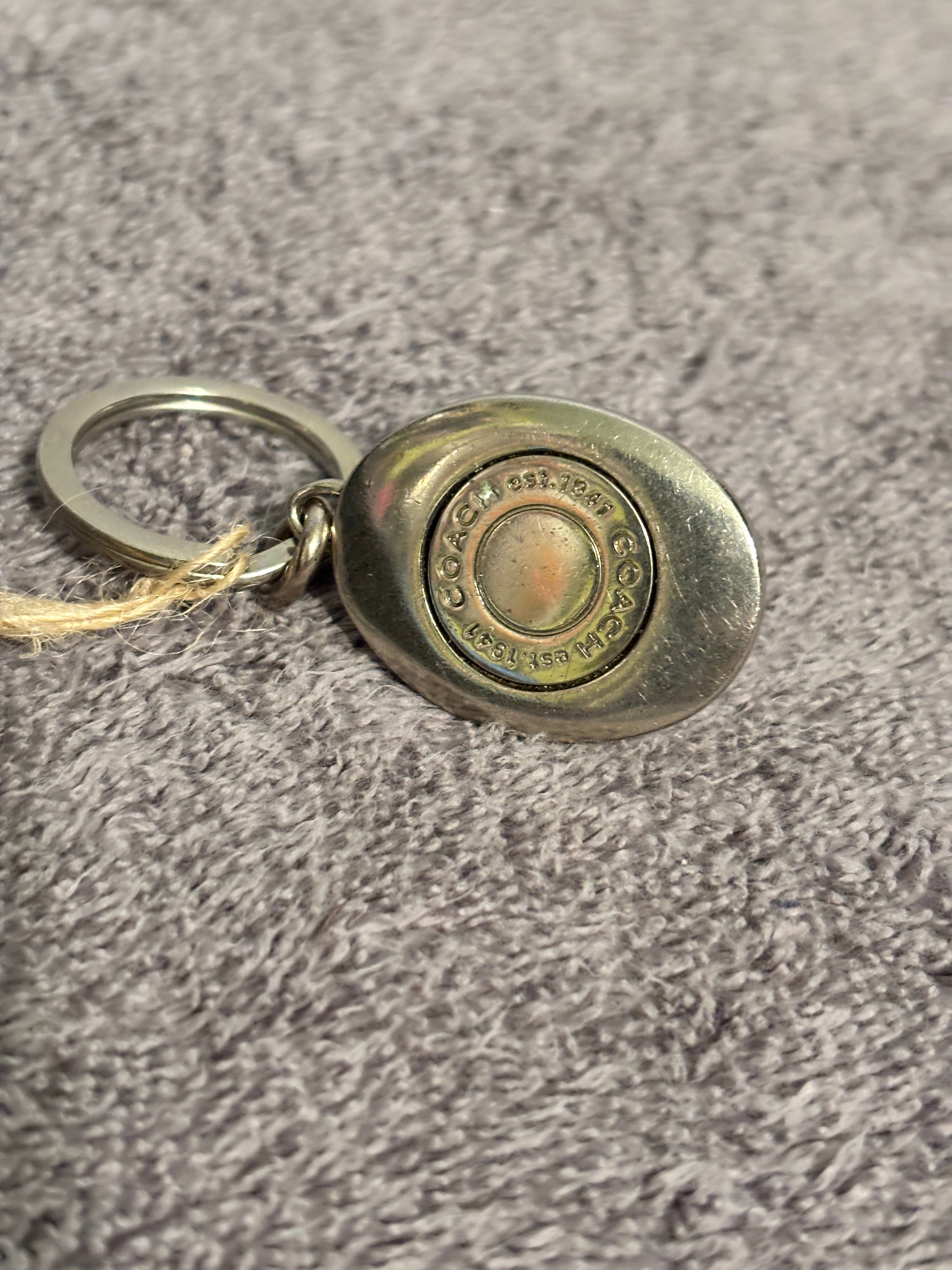 Coach Silver Turnlock Bag Charm Keychain Fob