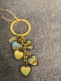 Coach Gold Tone & Gunmetal Multi Heart Bag Charm Keychain