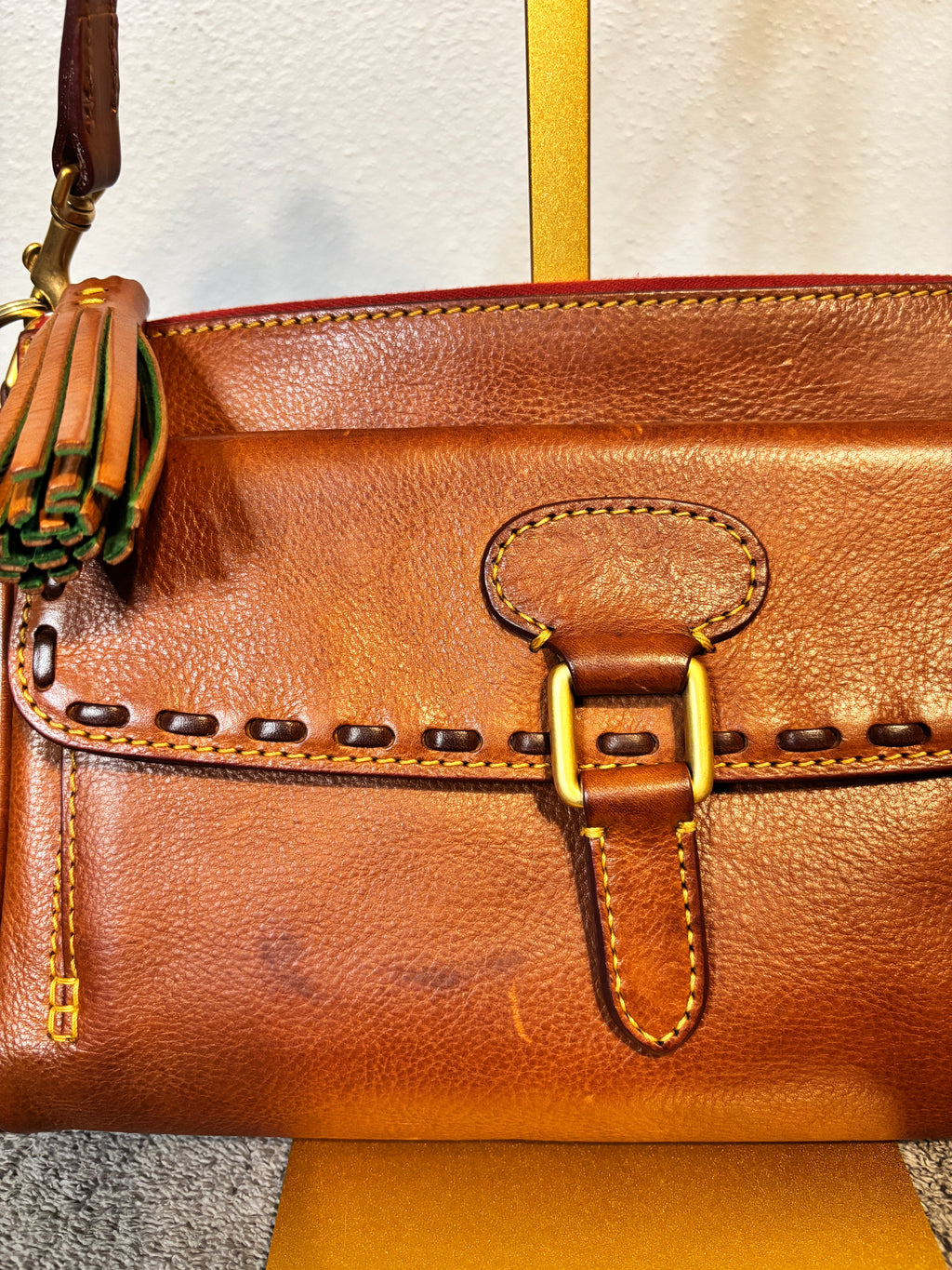 Dooney & Bourke Cognac Florentine Leather Shoulder w/extras