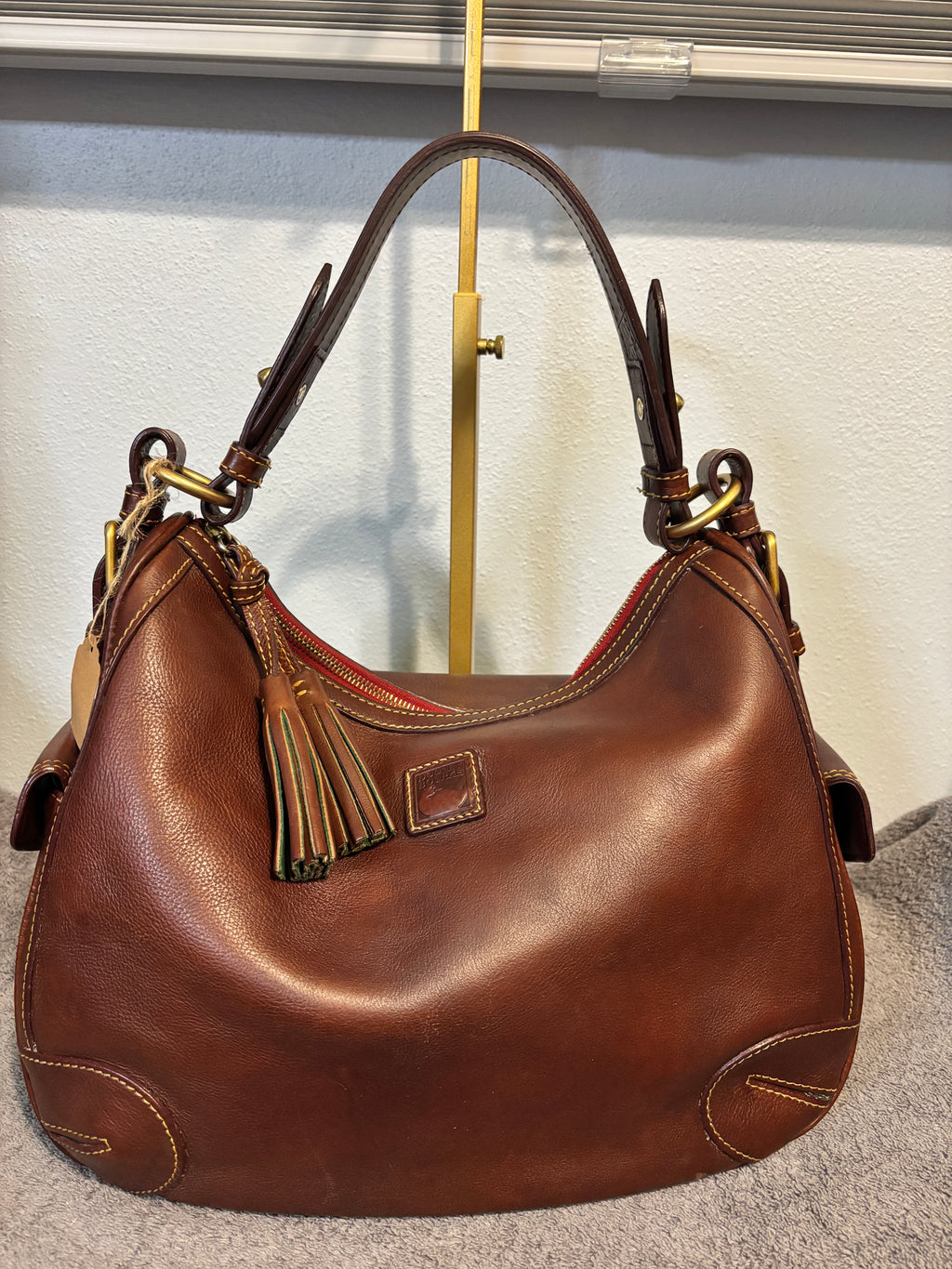 Dooney & Bourke Florentine Side Pocket Hobo Brown Leather