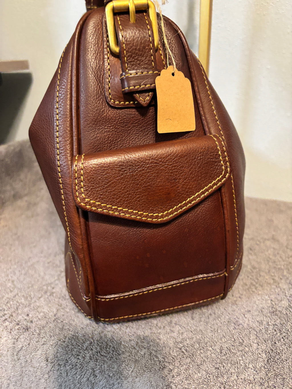 Dooney & Bourke Florentine Side Pocket Hobo Brown Leather