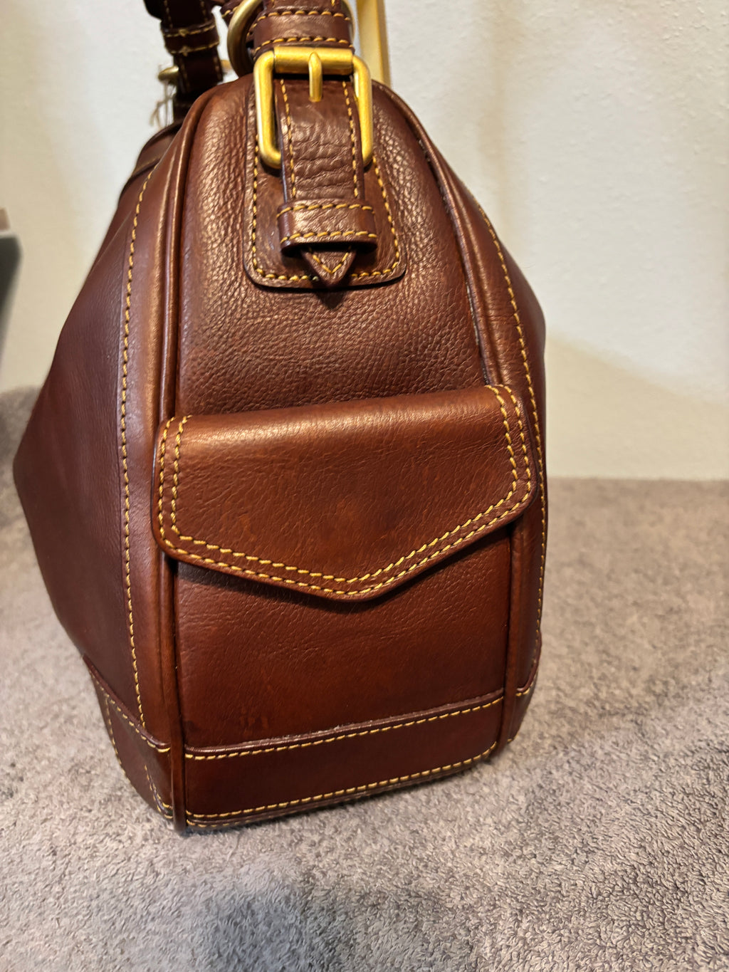 Dooney & Bourke Florentine Side Pocket Hobo Brown Leather