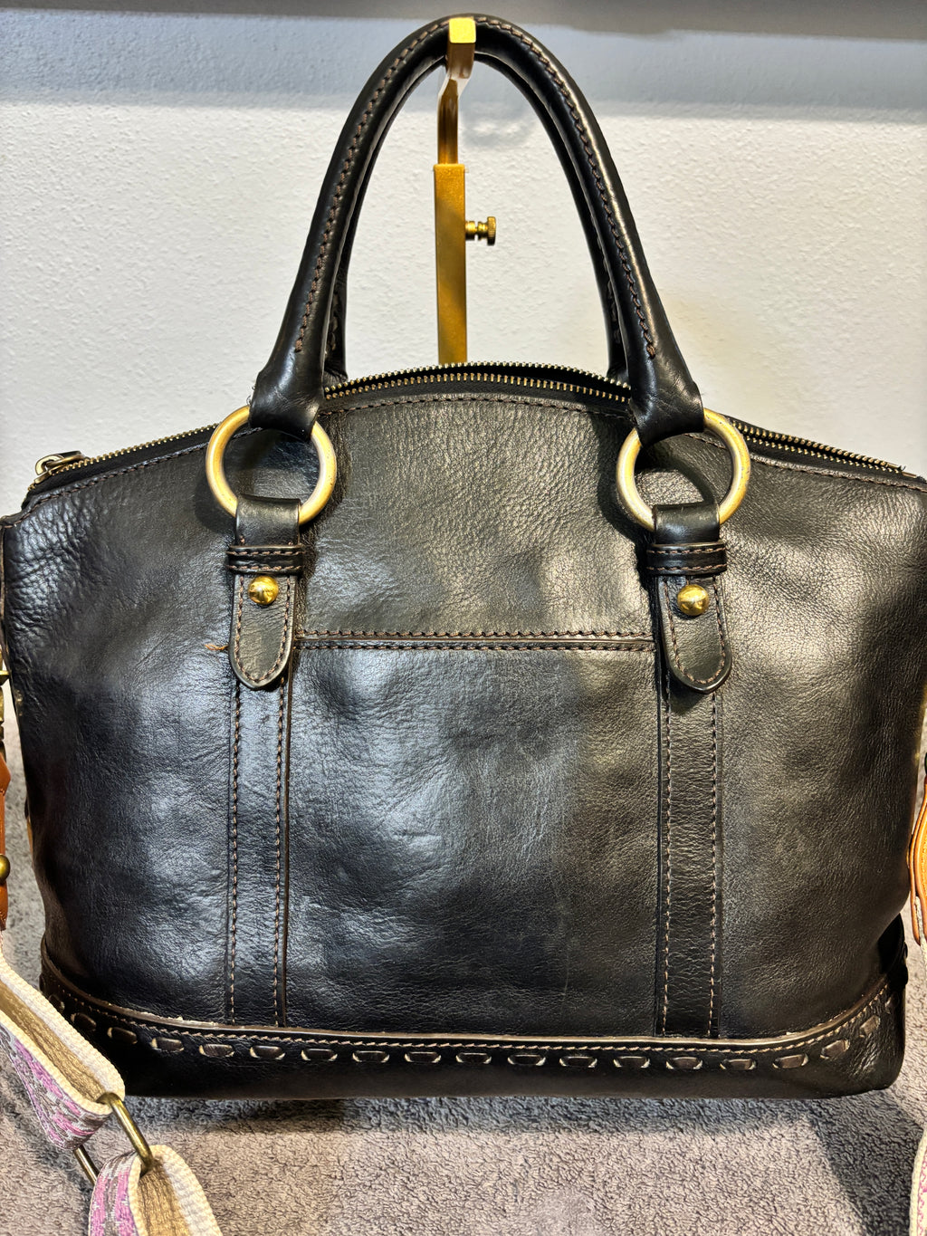 Dooney & Bourke Florentine Front Pocket Satchel Black Leather